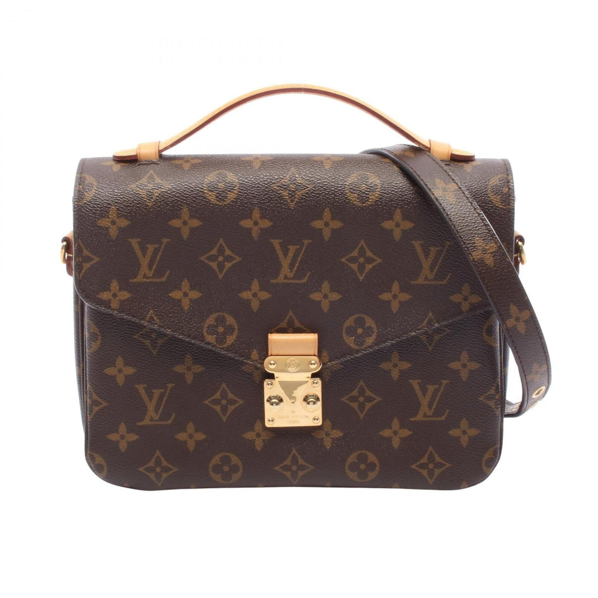 Louis Vuitton Brown Coated Canvas Leather Handbag Pochette (Pre-Owned)