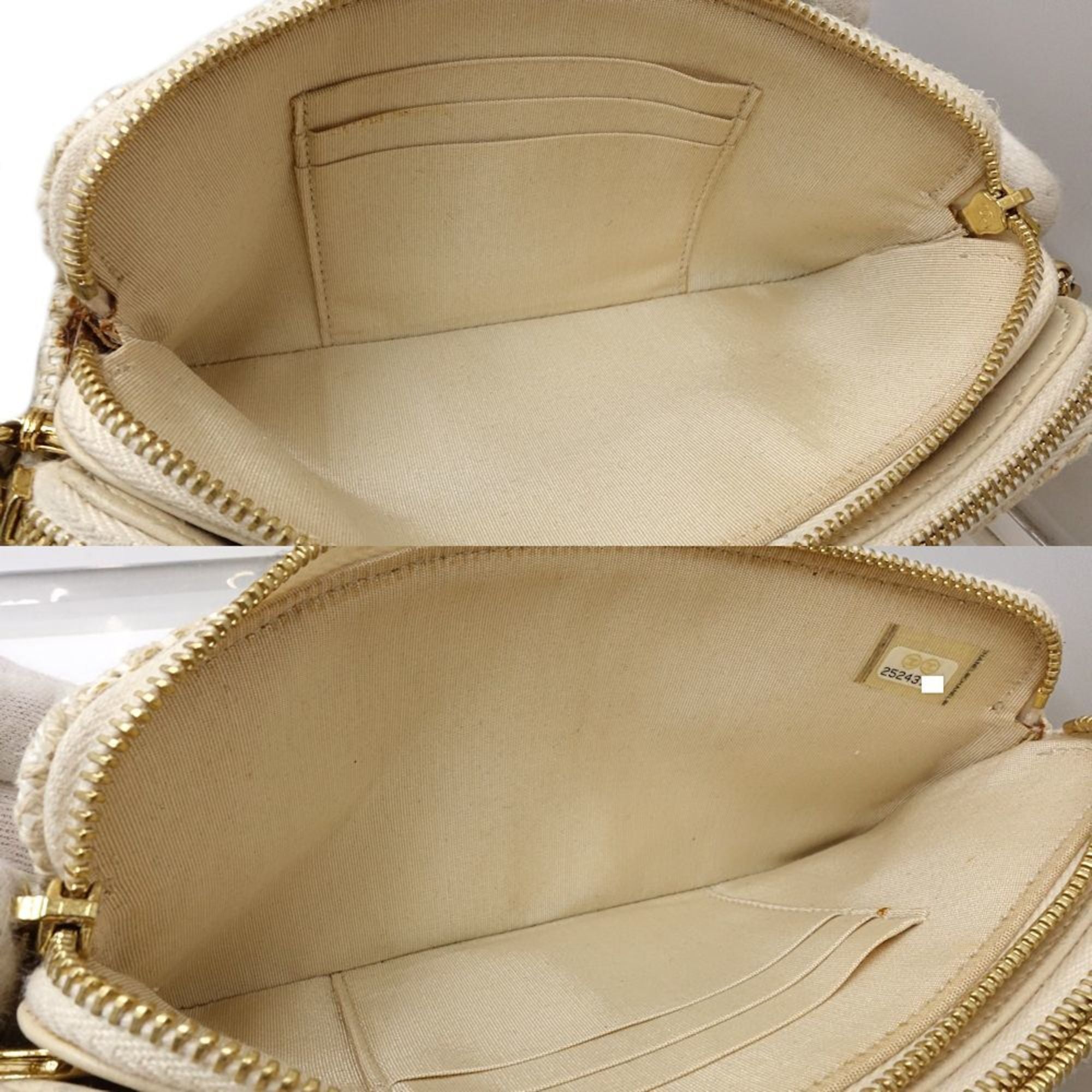 Chanel Beige Canvas Shoulder Bag (Pre-Owned)