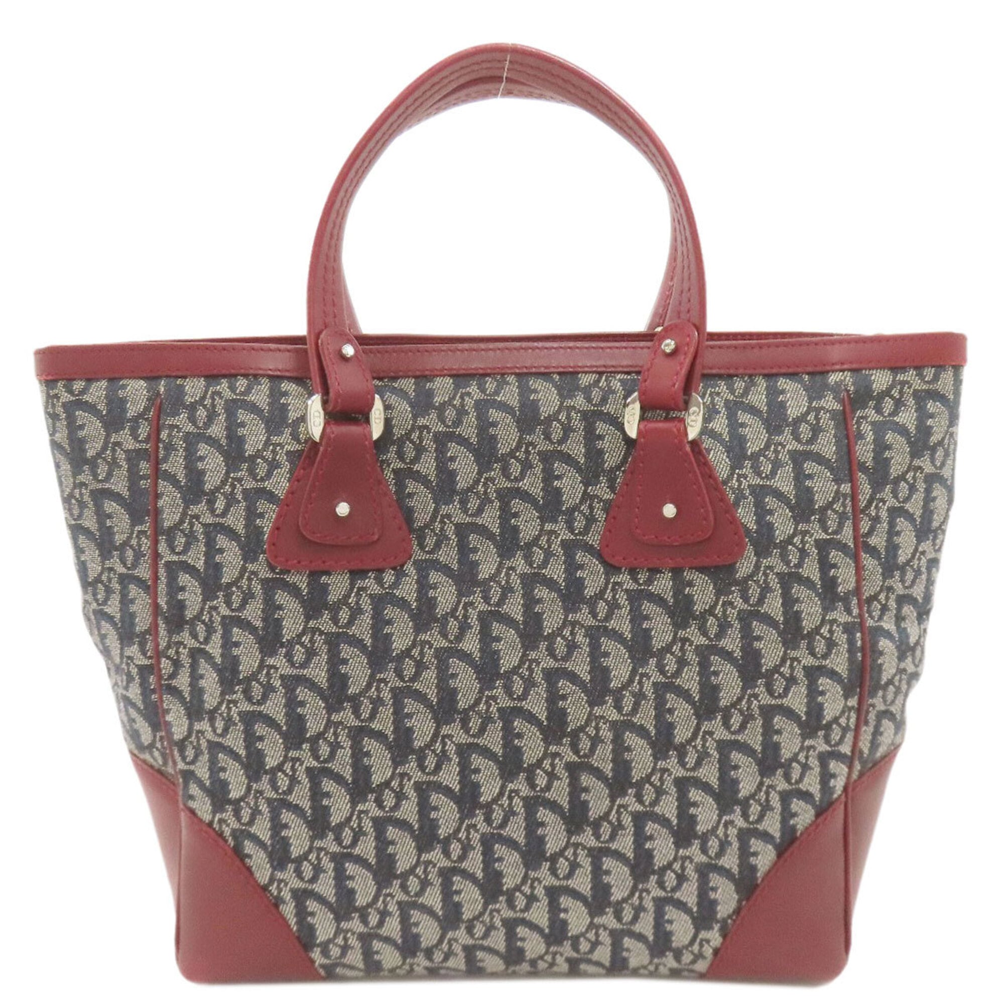 Christian Dior Navy Red Color Canvas Tote Bag (Pre-Owned)