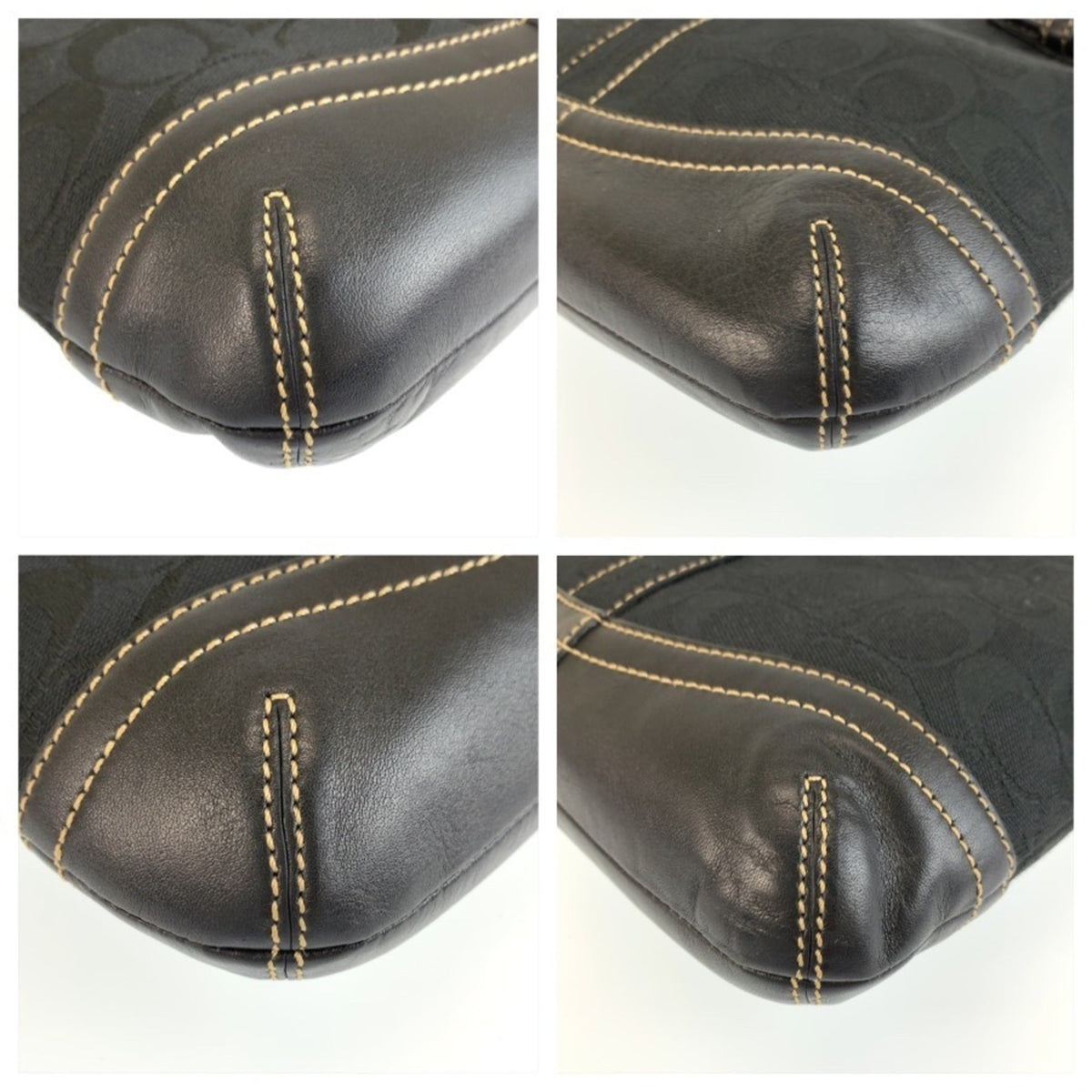 Coach Black Canvas Leather Shoulder Bag (Pre-Owned)