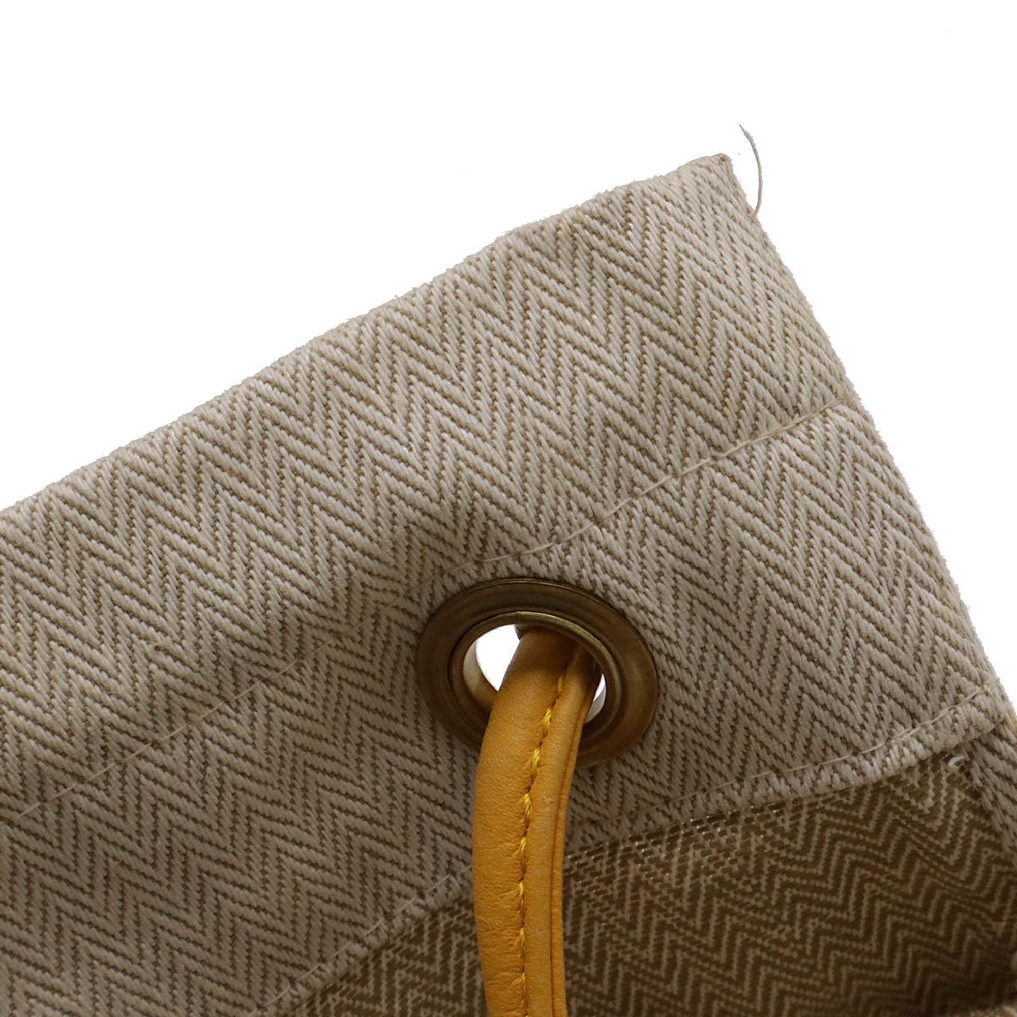 Hermes Natural Yellow Toile Chevron Leather Shoulder Bag (Pre-Owned)