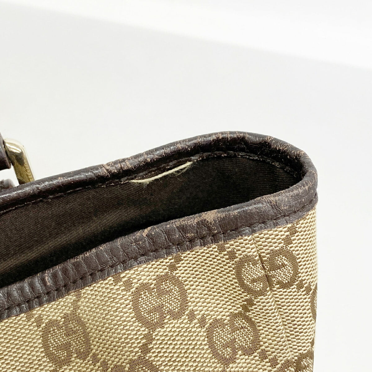 Gucci Beige Brown Canvas Tote Bag (Pre-Owned)