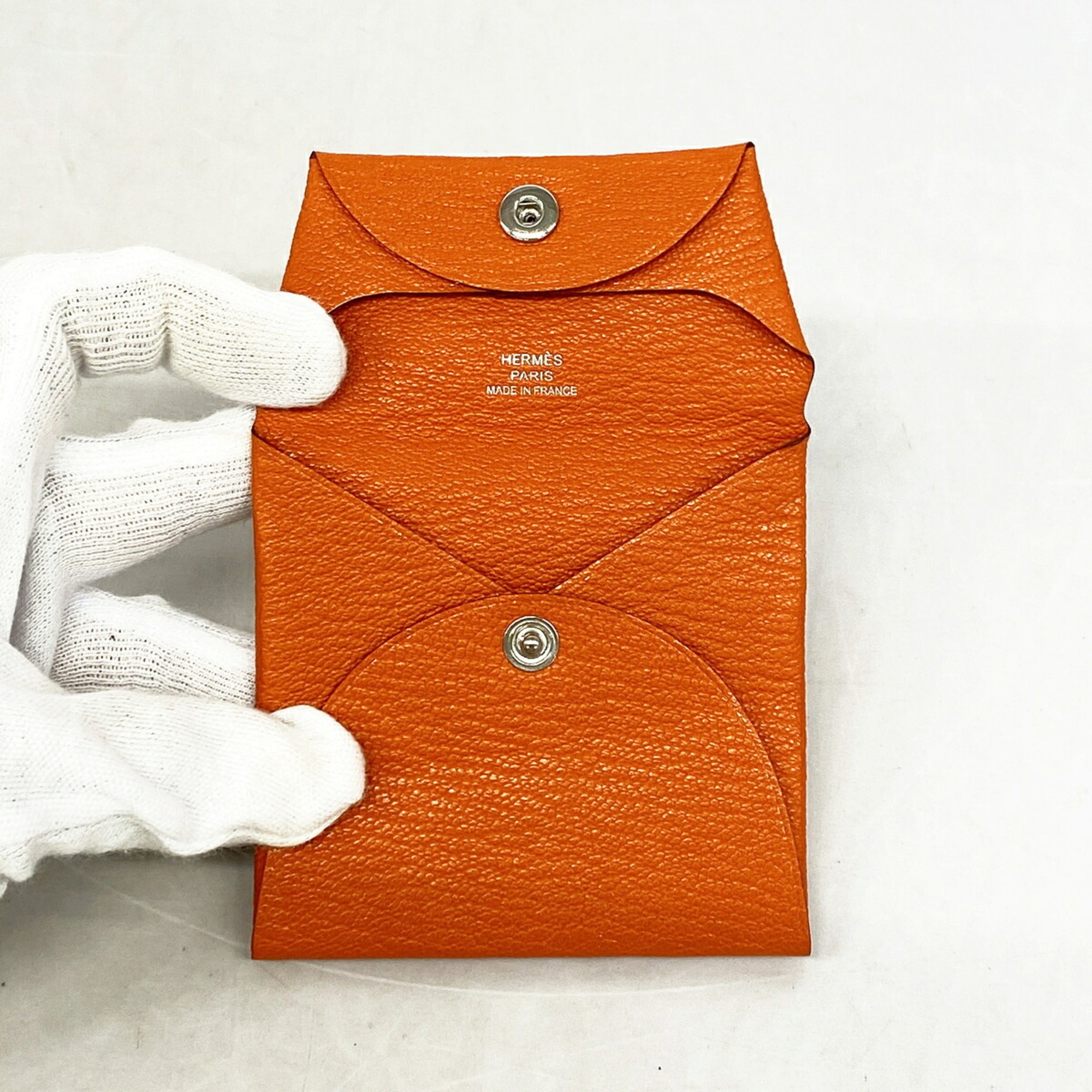 Hermes Orange Poppy Chevre Myzore Leather Coin Purse/Coin Case (Pre-Owned)
