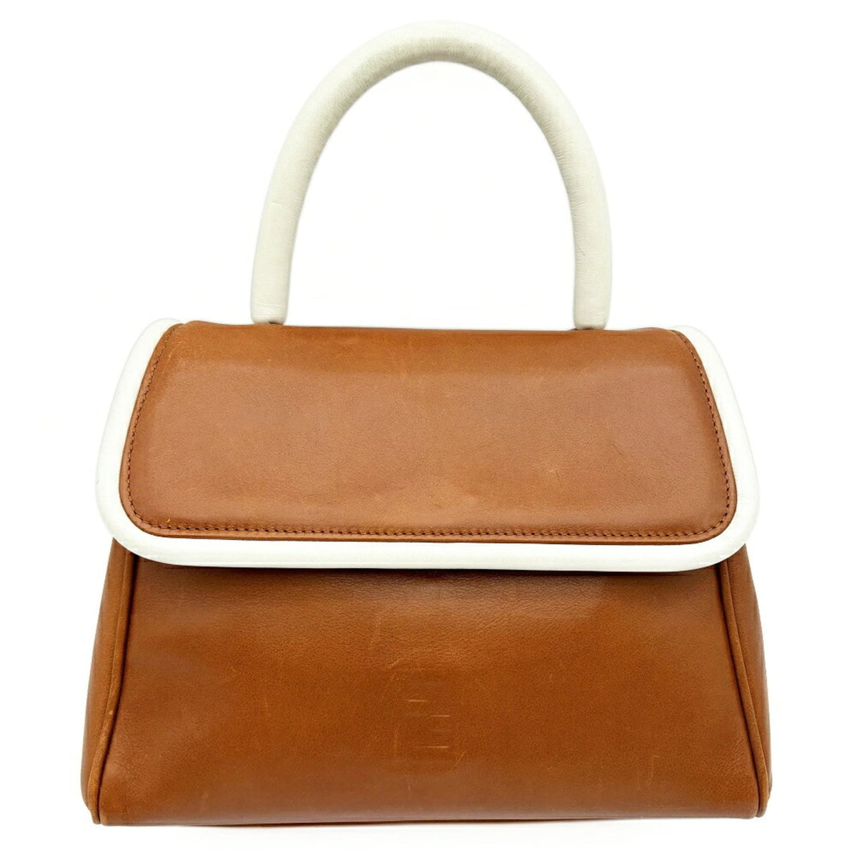 Fendi Brown White Leather Handbag (Pre-Owned)