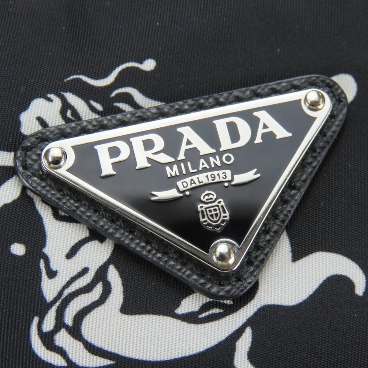 Prada Black Green Nylon Leather Tote Bag (Pre-Owned)