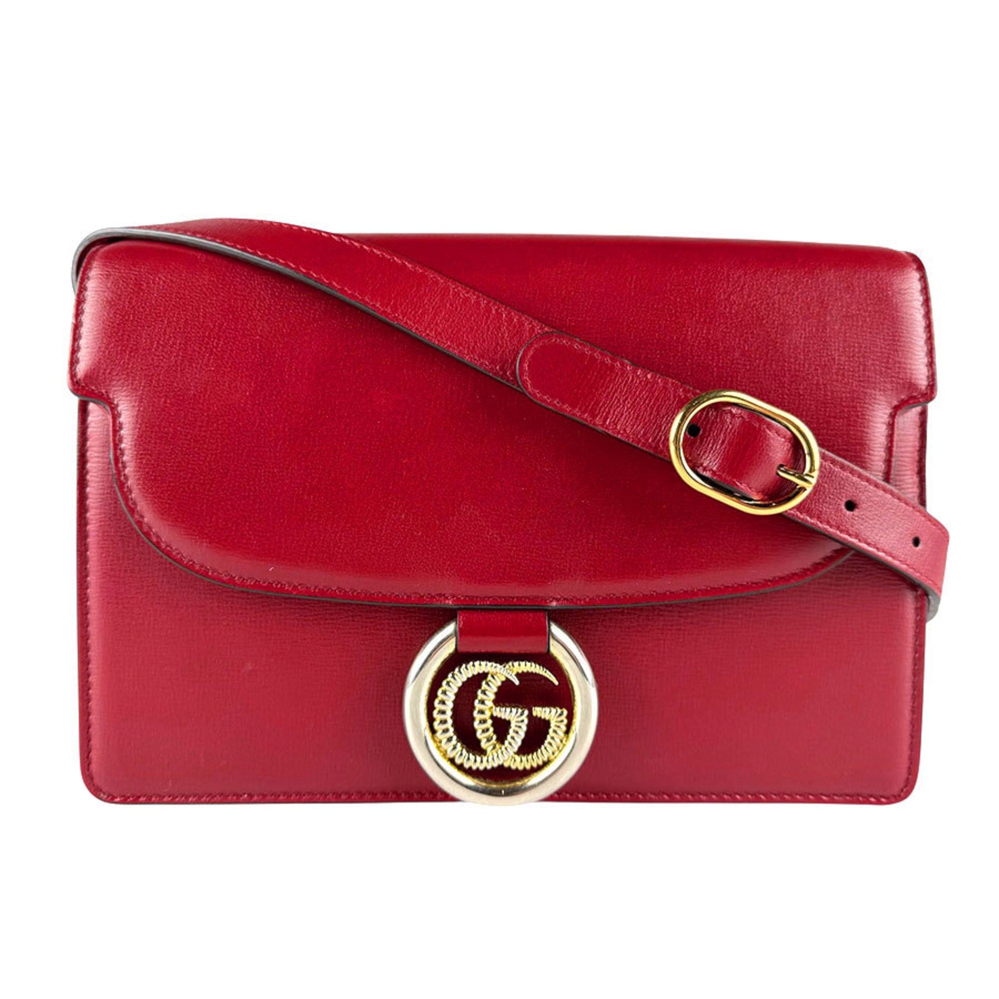Gucci Red Color Leather Shoulder Bag (Pre-Owned)