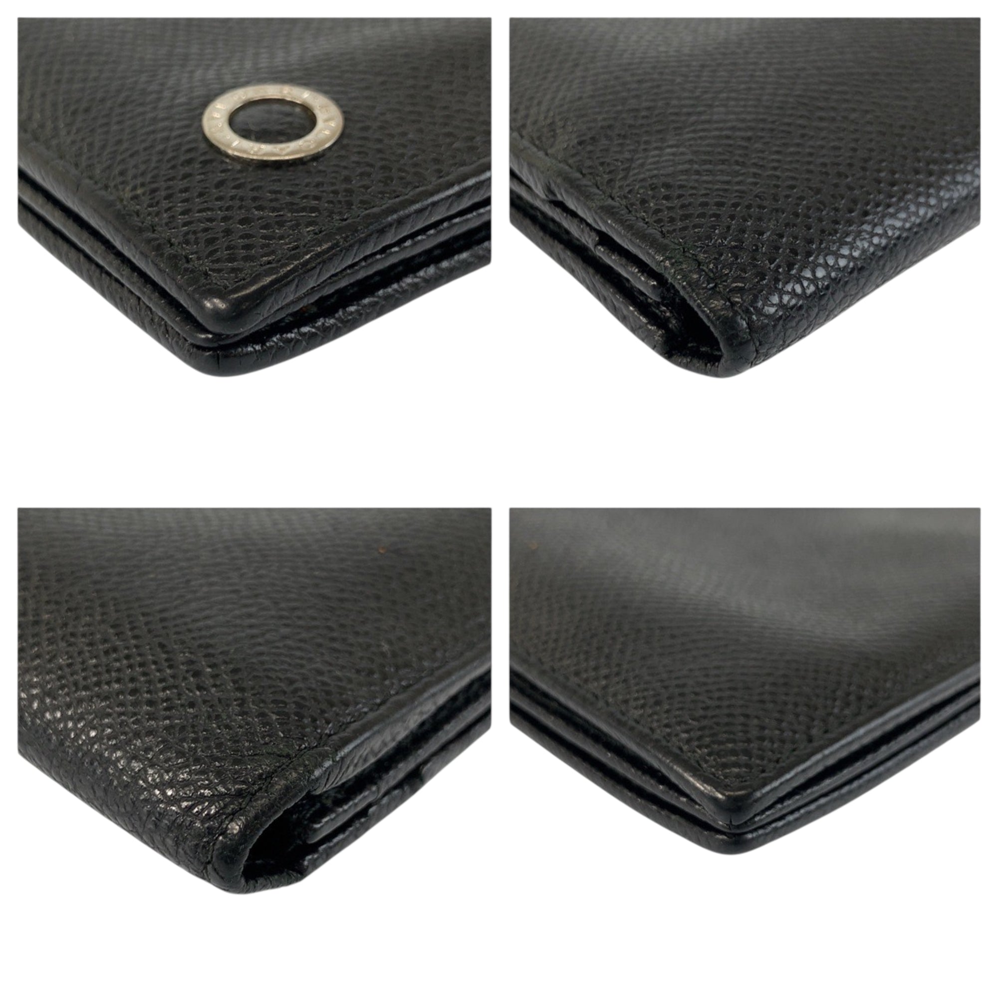 Bvlgari Black Blue Leather Long Wallet (Bi-Fold) (Pre-Owned)