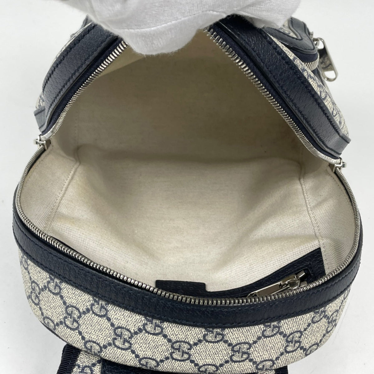 Gucci Navy Gg Supreme Leather Backpack (Pre-Owned)