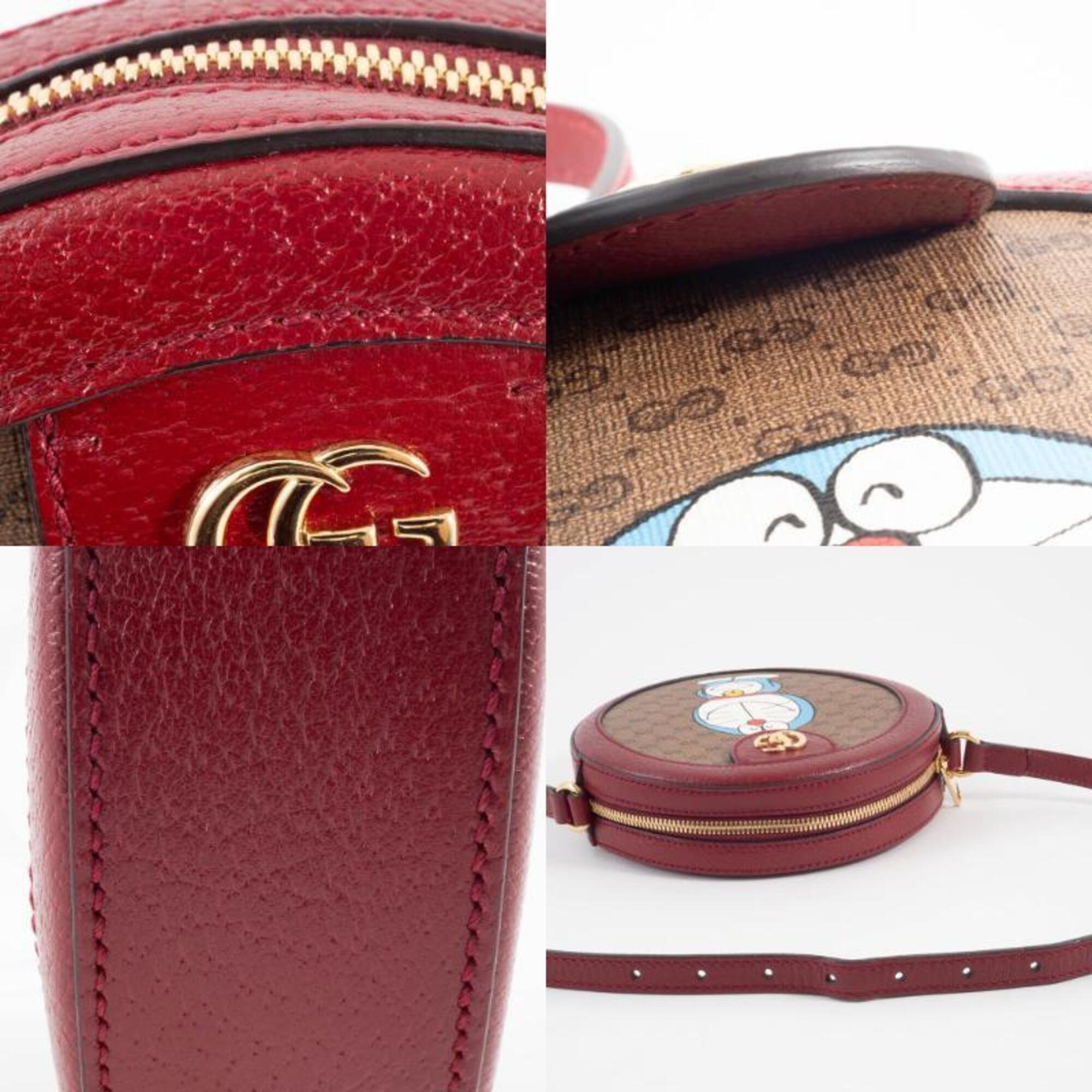Gucci Beige Red Color Gg Supreme Leather Shoulder Bag (Pre-Owned)