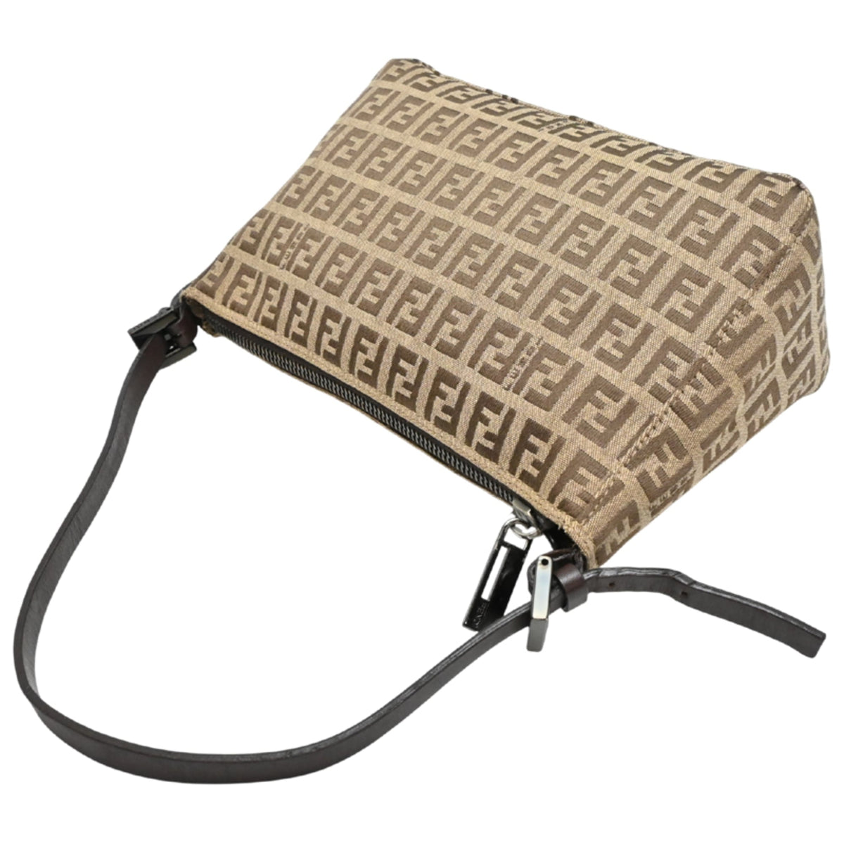 Fendi Beige Brown Canvas Leather Handbag (Pre-Owned)