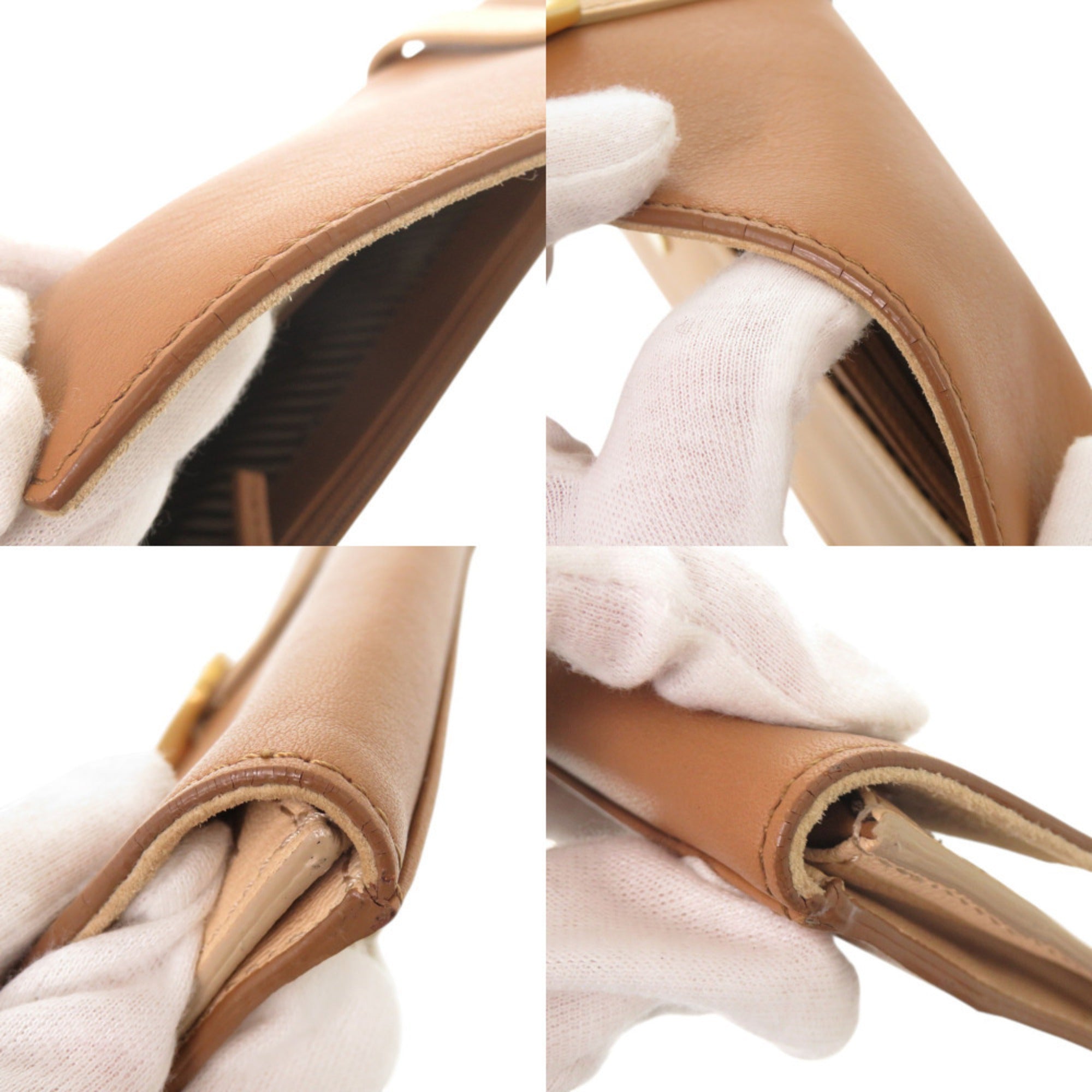 Fendi Beige Brown Leather Clutch Bag (Pre-Owned)