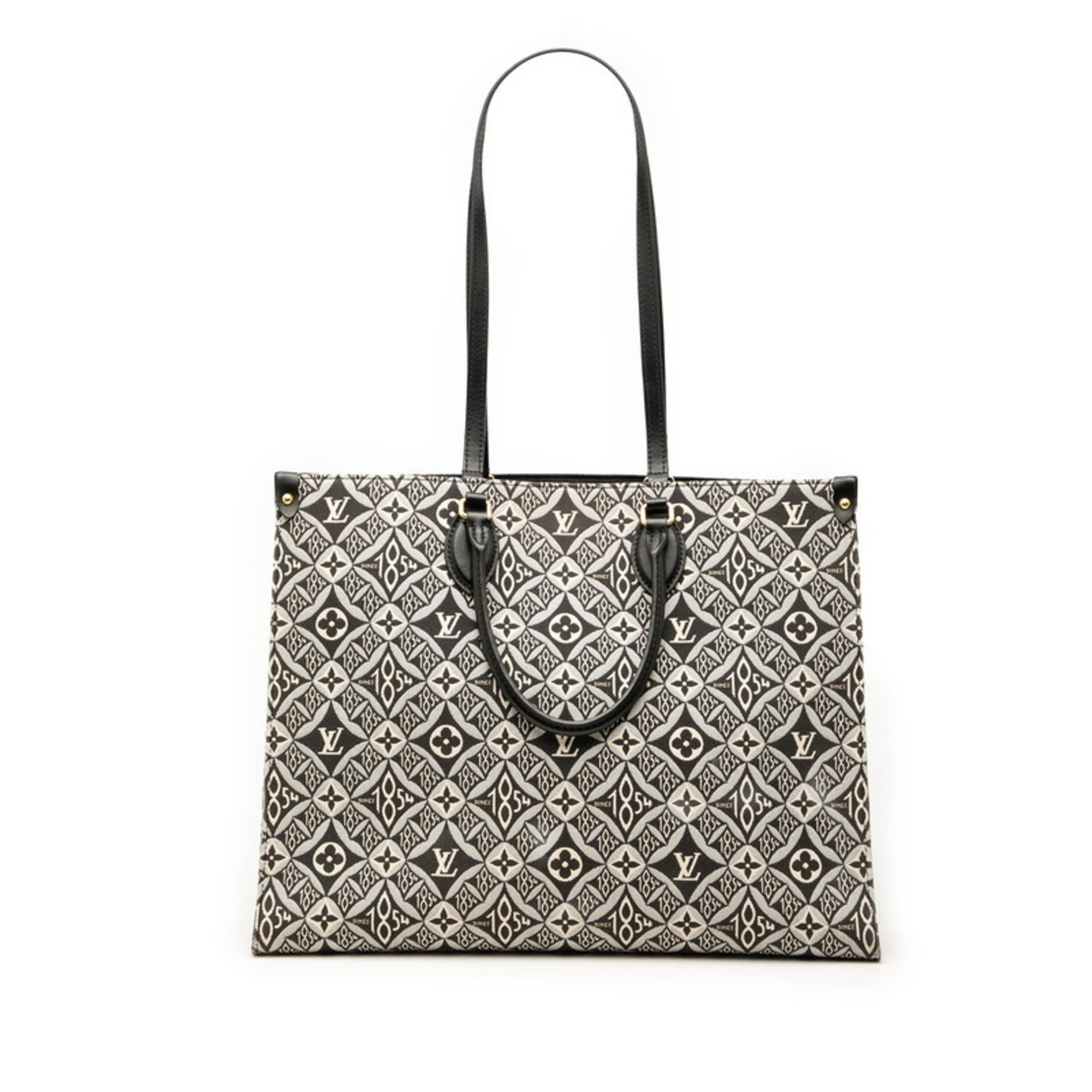 Louis Vuitton Black White Canvas Leather Handbag Tote Bag (Pre-Owned)