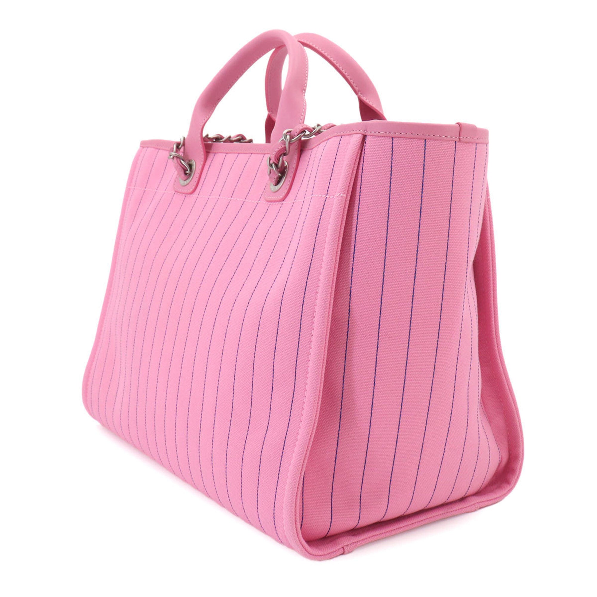 Chanel Blue Pink Canvas Handbag Pouch Tote Bag (Pre-Owned)
