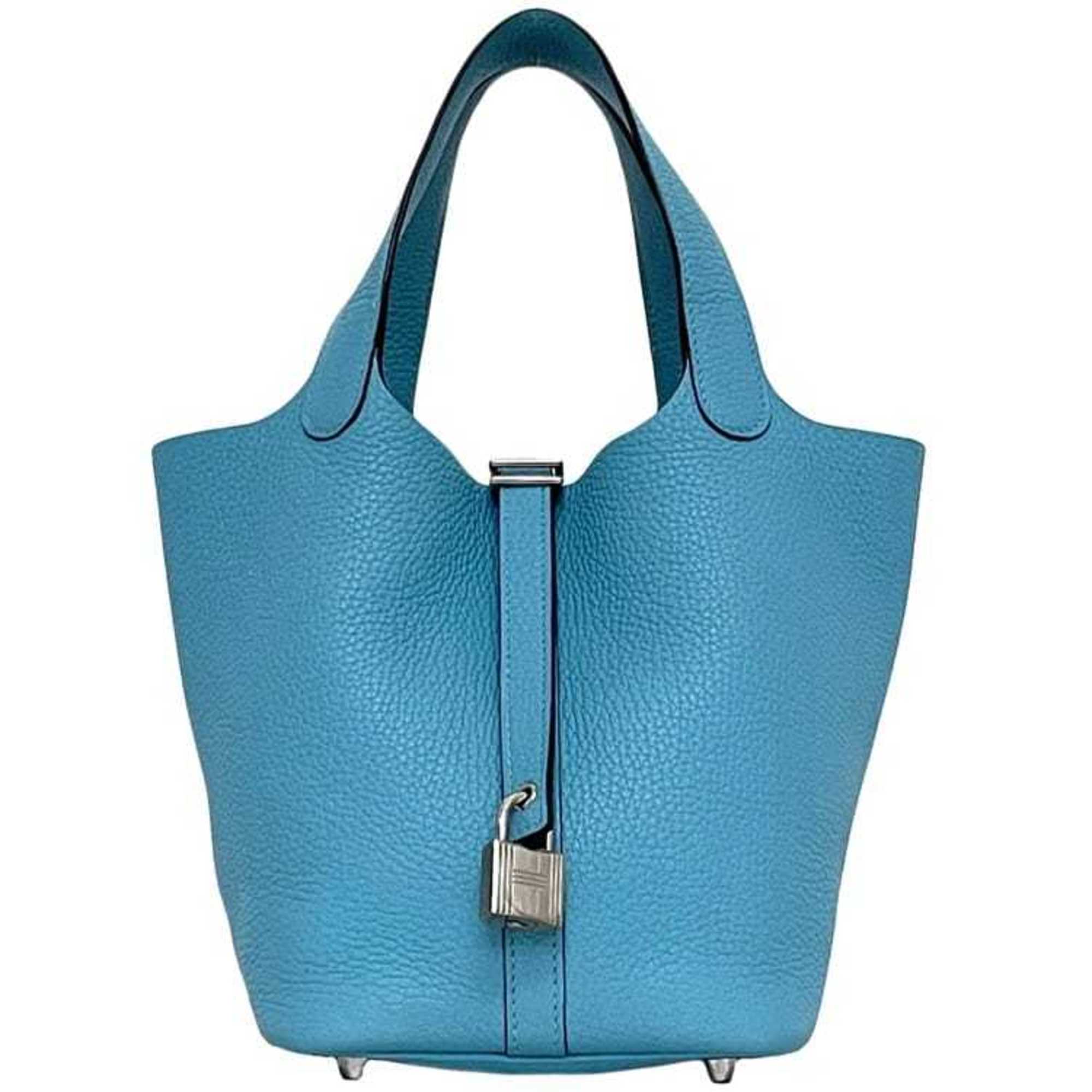Hermes Blue Jean Light Blue Leather Taurillon Clemence Leather Handbag (Pre-Owned)