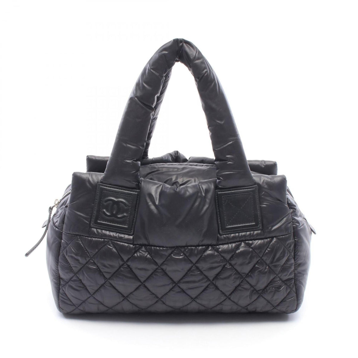 Chanel Black Nylon Leather Handbag (Pre-Owned)