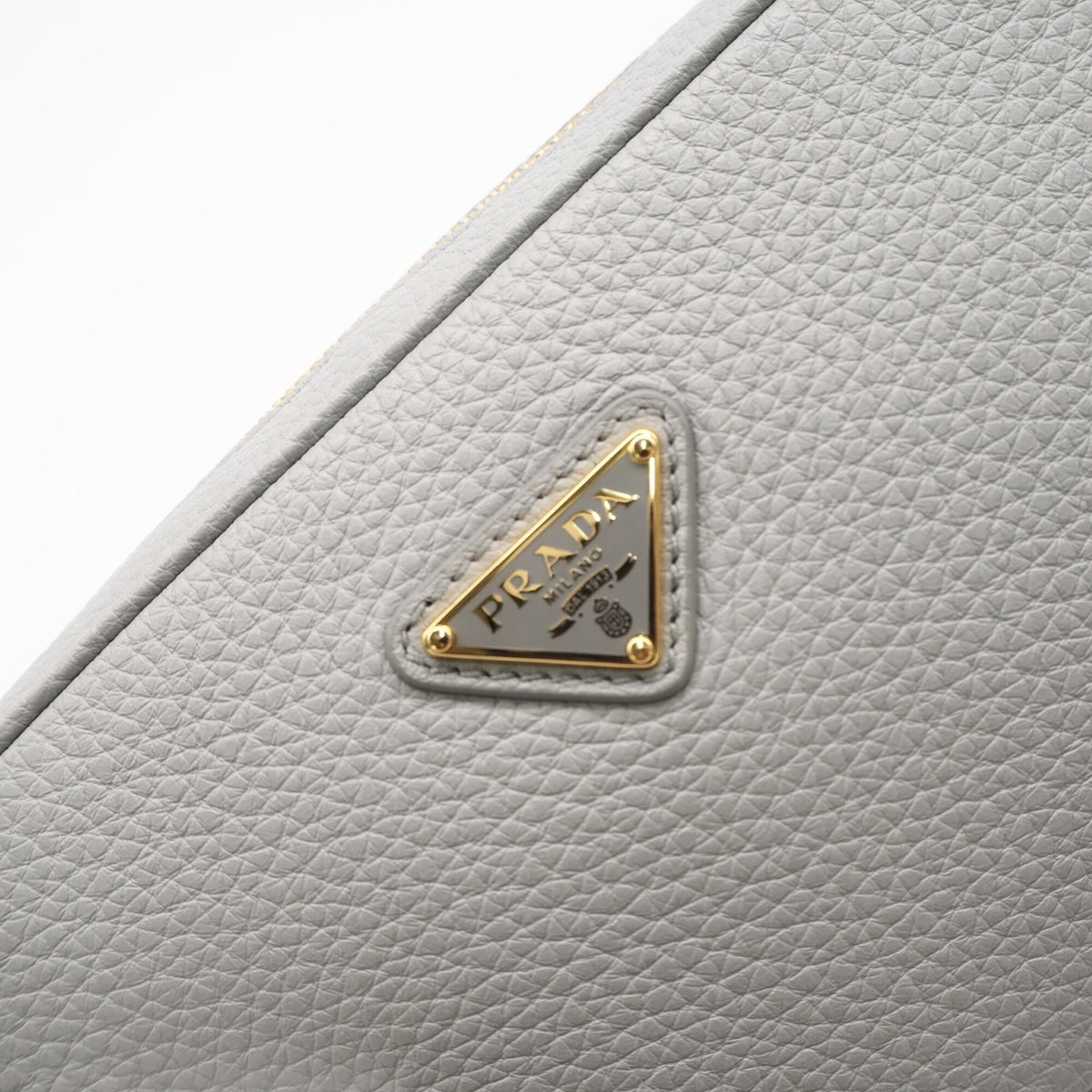 Prada Gray Leather Shoulder Bag (Pre-Owned)