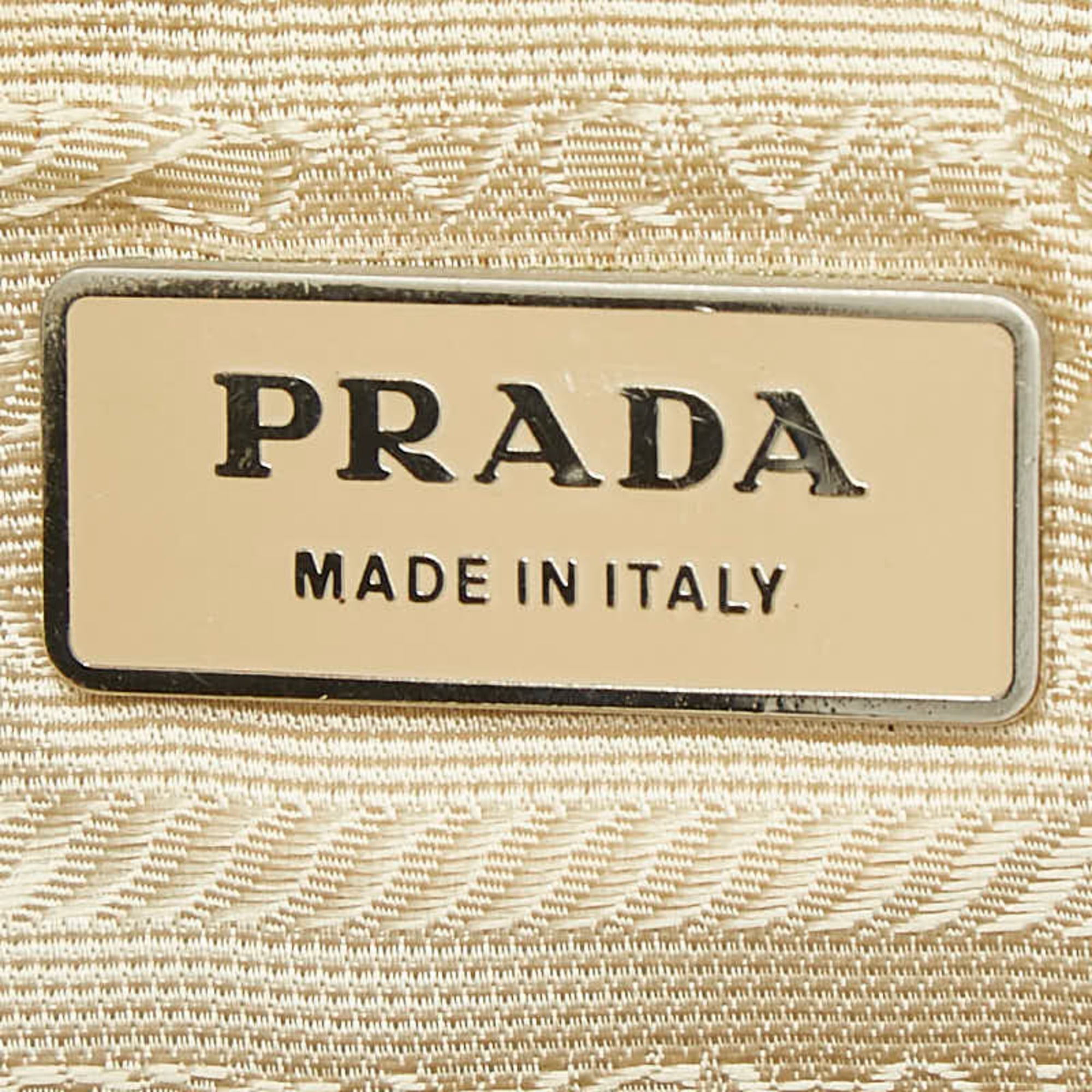 Prada Beige Nylon Leather Handbag Shoulder Bag (Pre-Owned)