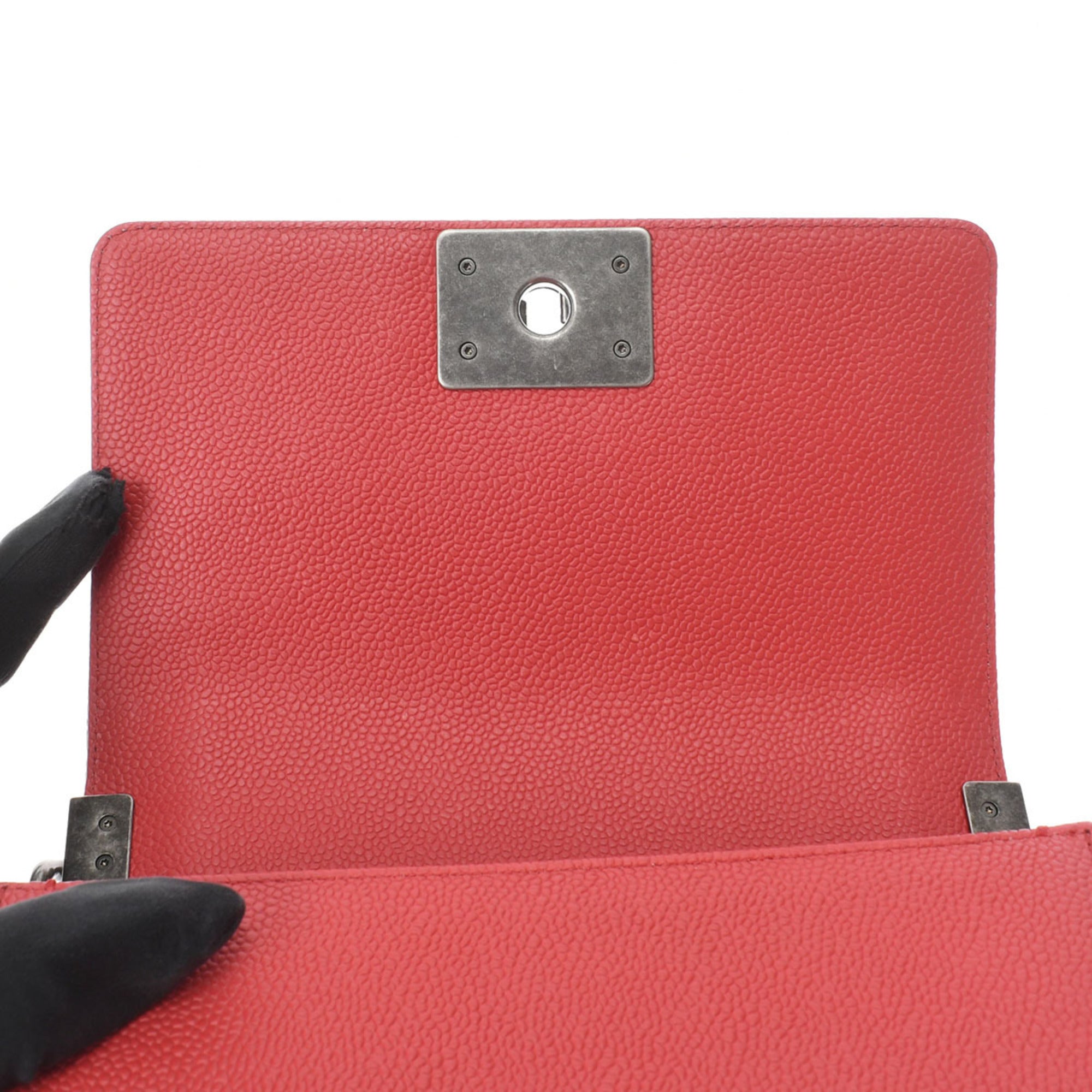 Chanel Red Color Caviar Leather Shoulder Bag (Pre-Owned)