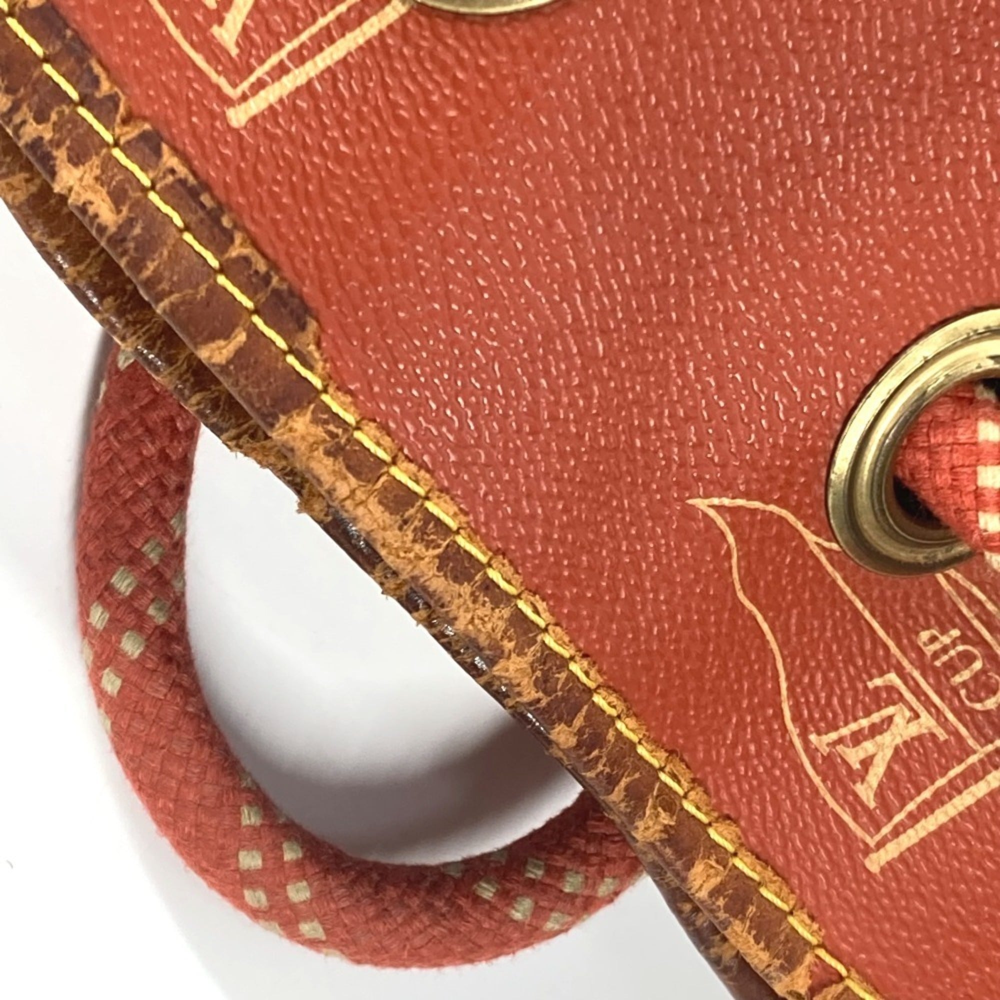Louis Vuitton Orange Leather Canvas Shoulder Bag (Pre-Owned)