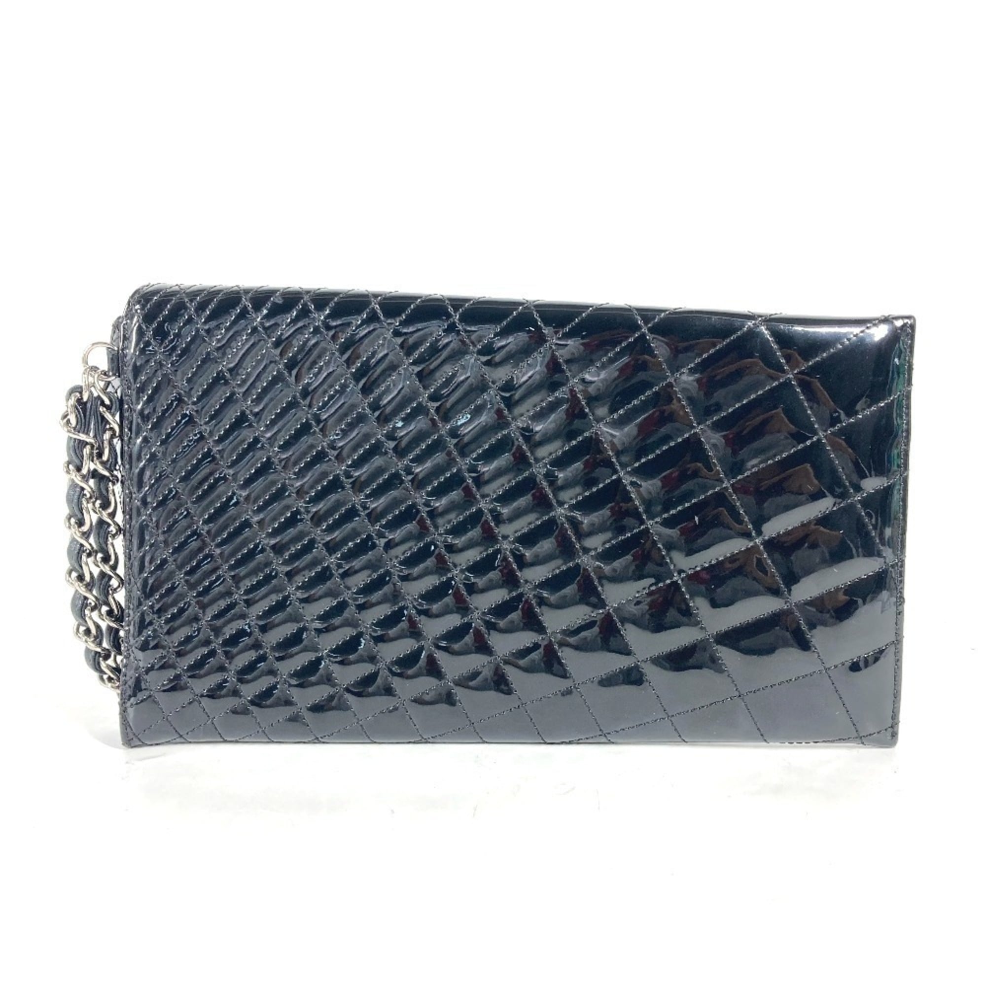 Chanel Black Patent Leather Clutch Bag Pouch (Pre-Owned)