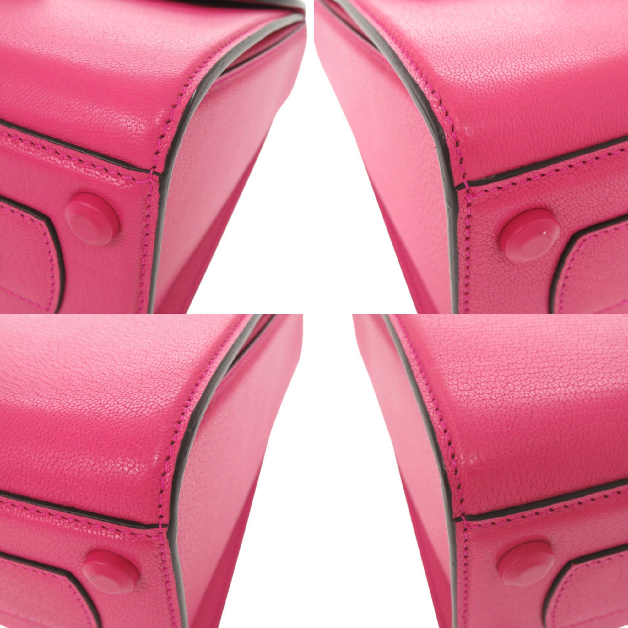 Salvatore Ferragamo Pink Leather Canvas Handbag Shoulder Bag (Pre-Owned)