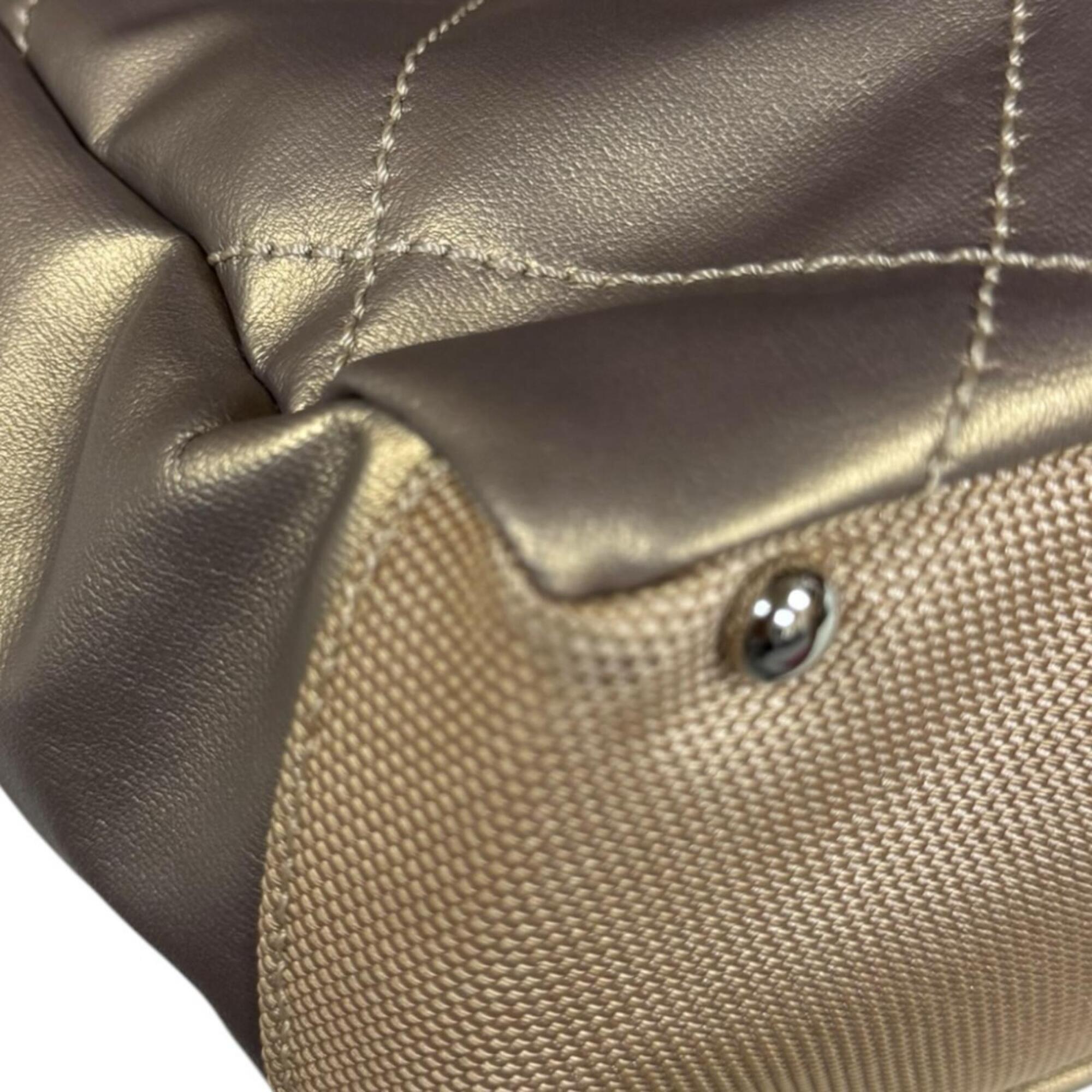 Chanel Gold Coated Canvas Pvc Leather Tote Bag (Pre-Owned)