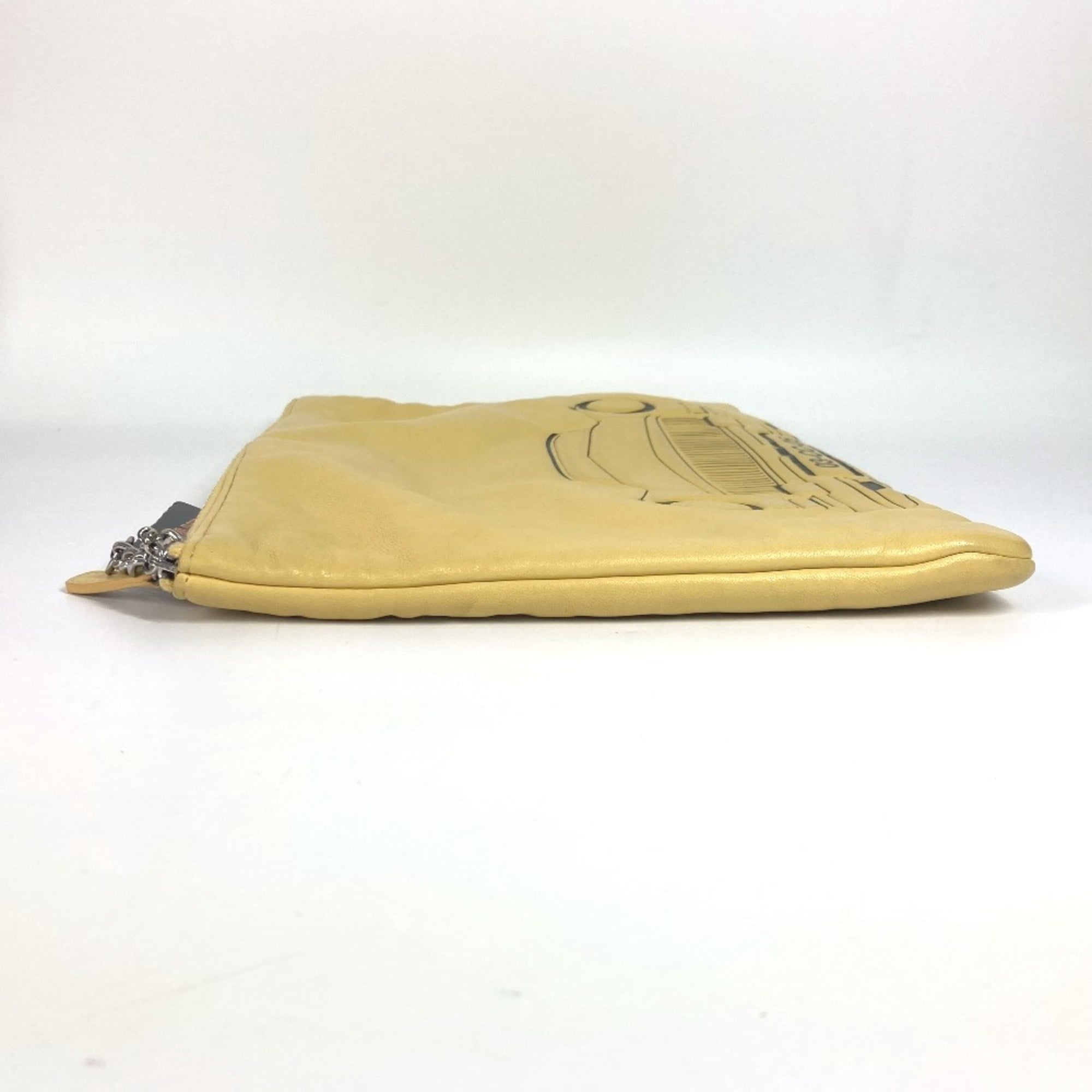 Chanel Black Yellow Leather Clutch Bag Pouch (Pre-Owned)
