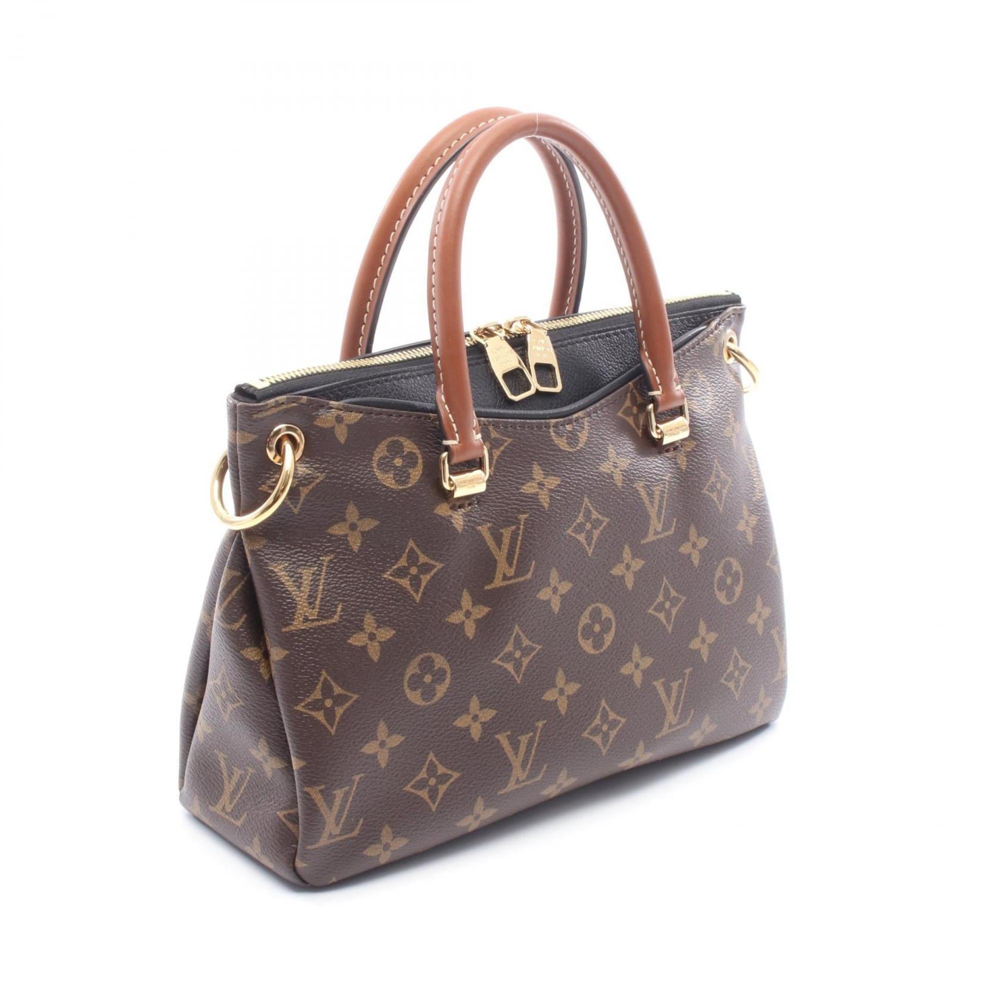 Louis Vuitton Black Brown Monogram Coated Canvas Leather Handbag (Pre-Owned)