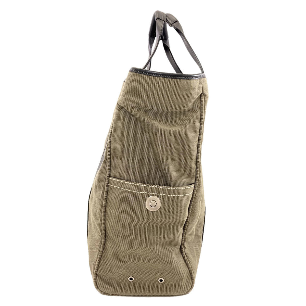 Coach Black Khaki Canvas Leather Handbag (Pre-Owned)