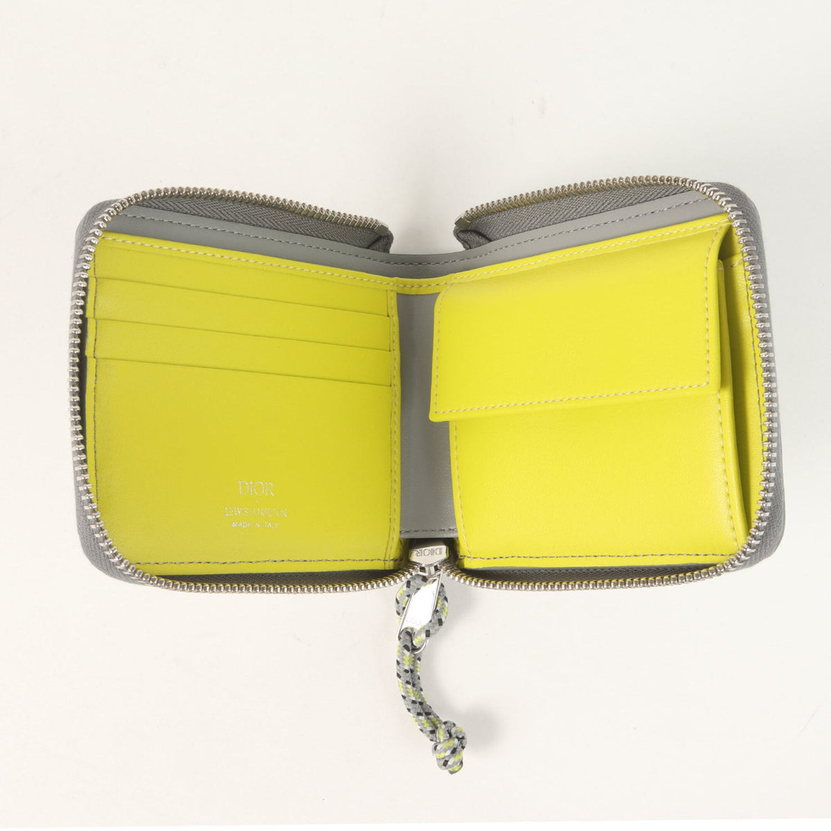 Christian Dior Silver Yellow Nylon Leather Wallet (Bi-Fold) (Pre-Owned)