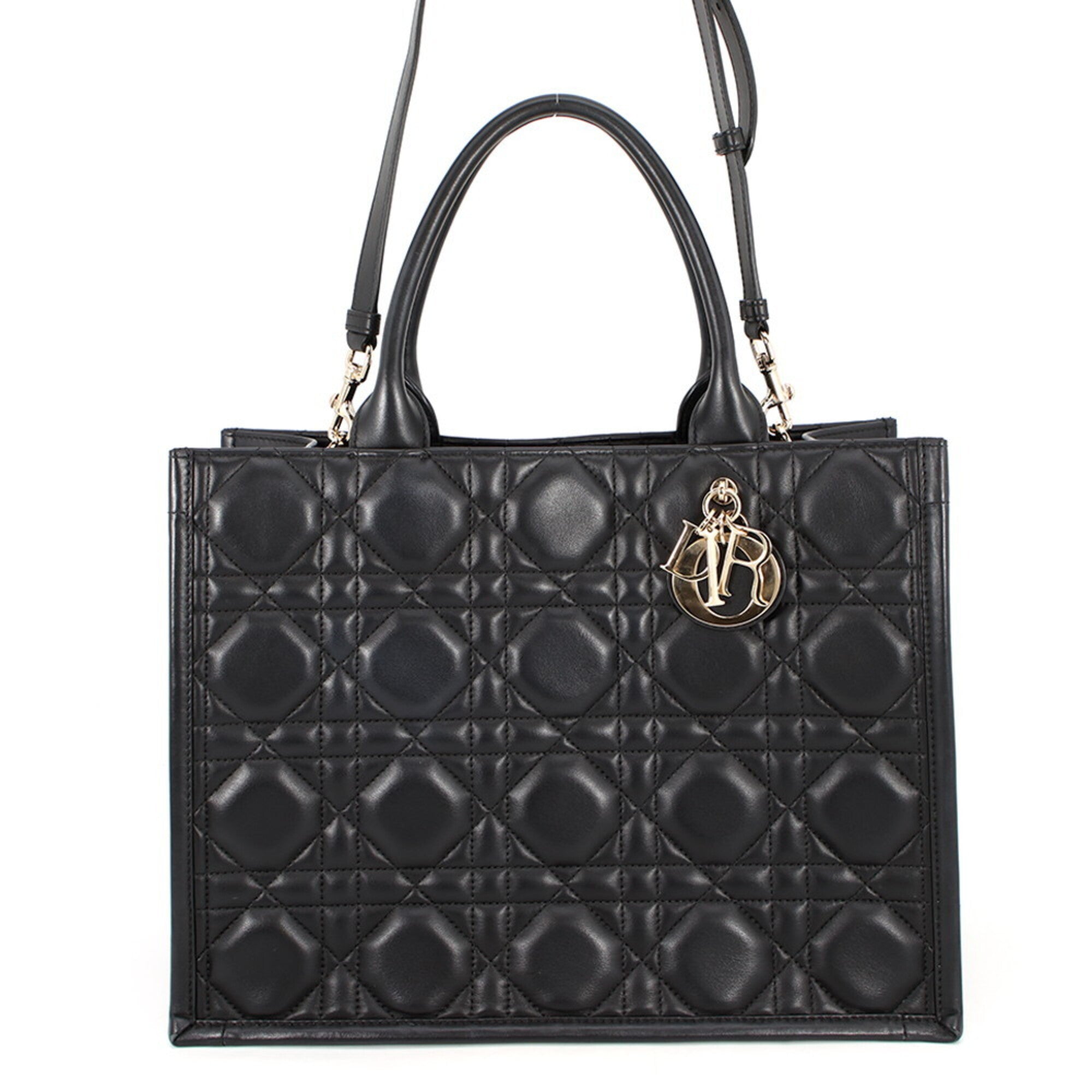Christian Dior Black Leather Handbag Tote Bag (Pre-Owned)