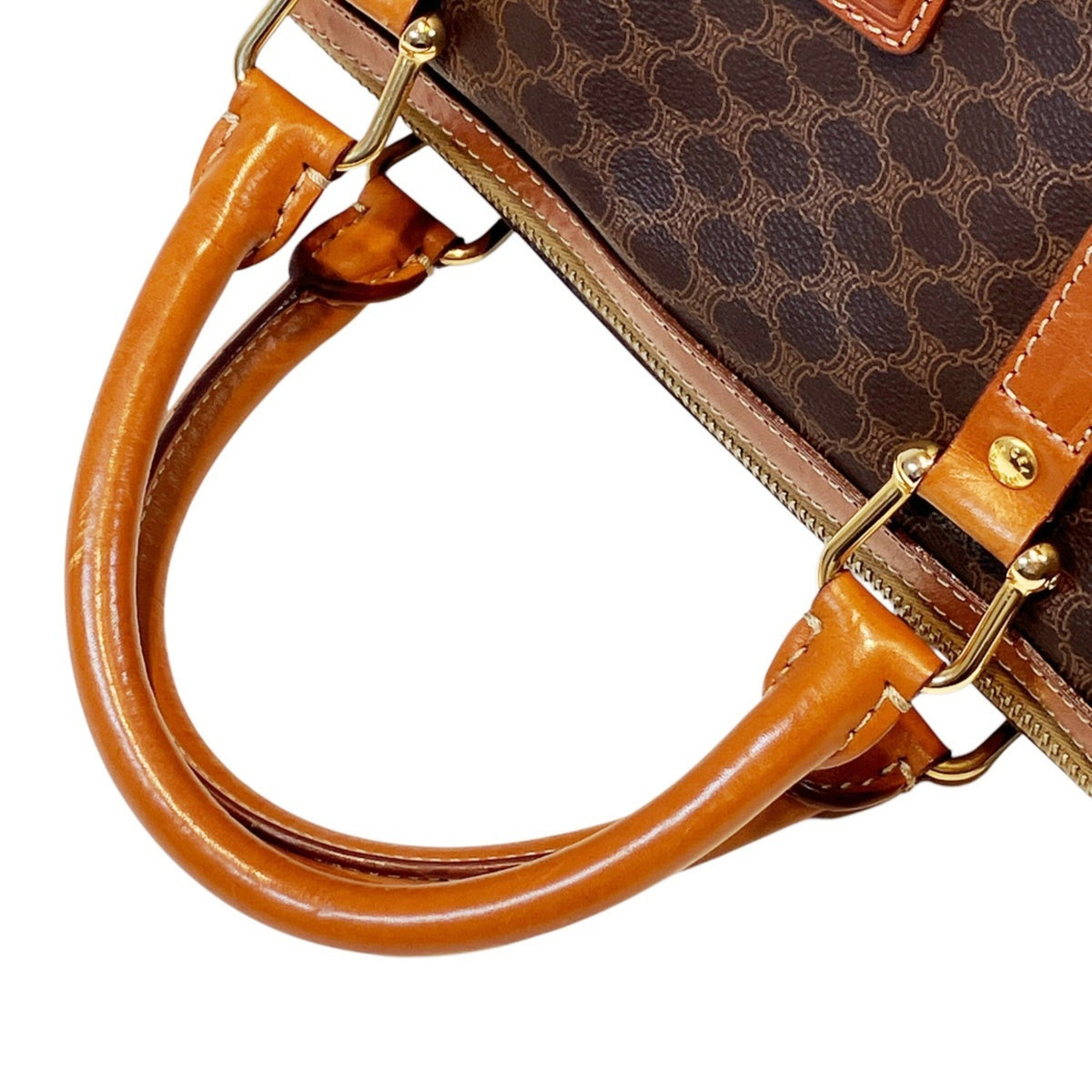 Celine Macadam Brown Coated Canvas Boston Bag (Pre-Owned)