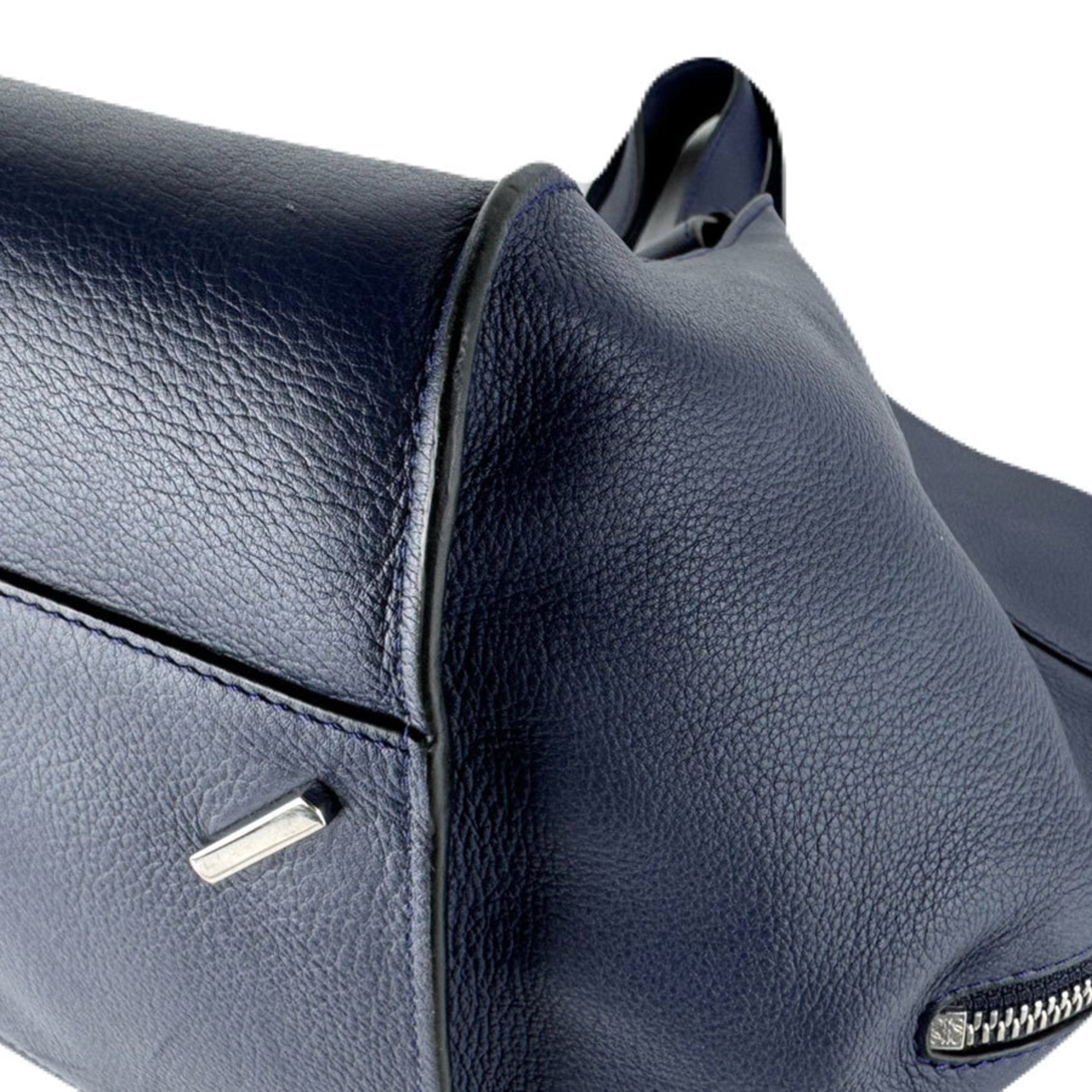 Loewe Navy Leather Handbag Shoulder Bag (Pre-Owned)