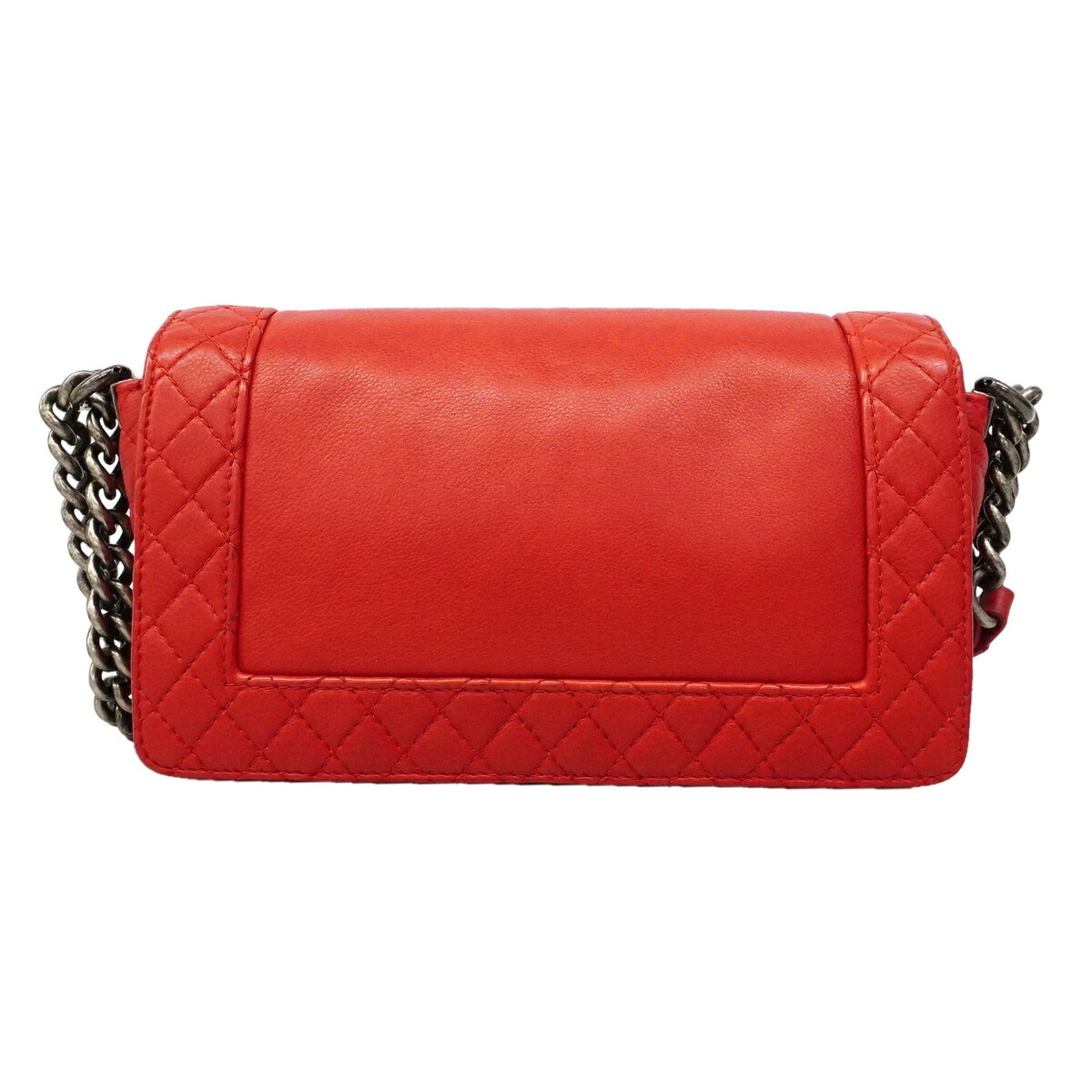 Chanel Red Color Leather Shoulder Bag (Pre-Owned)