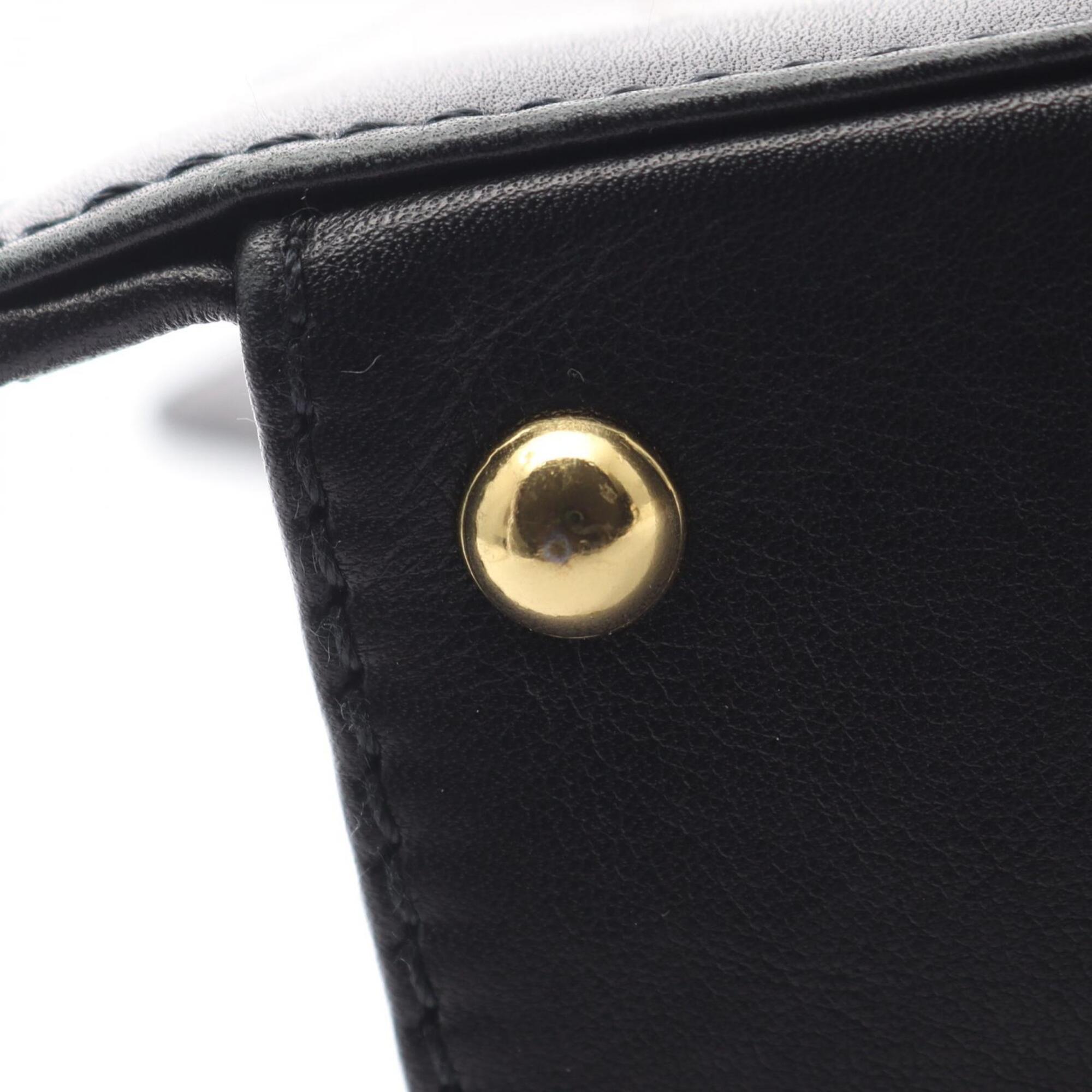 Chanel Black Leather Handbag Shoulder Bag (Pre-Owned)