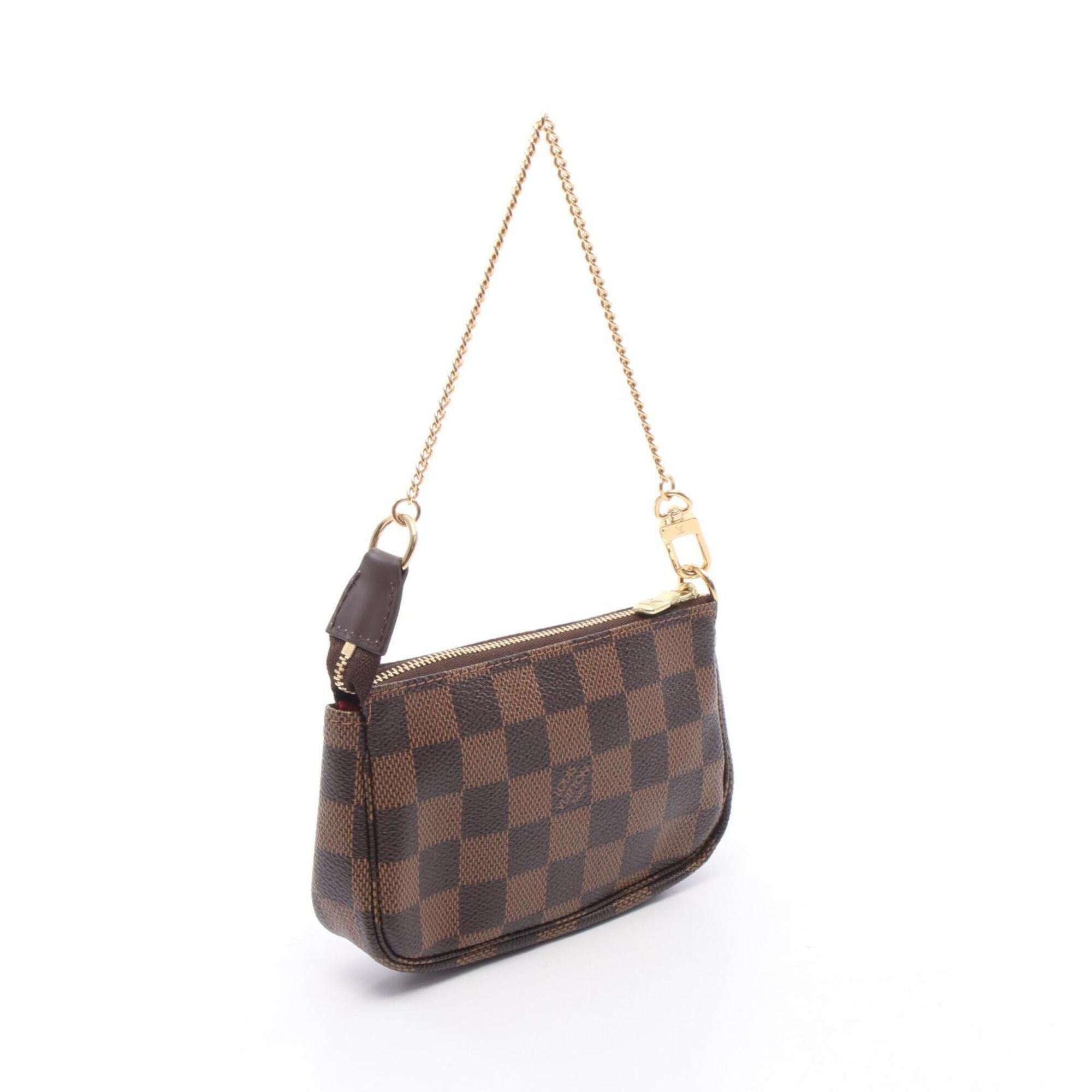 Louis Vuitton Damier Brown Red Color Coated Canvas Leather Handbag Pochette (Pre-Owned)