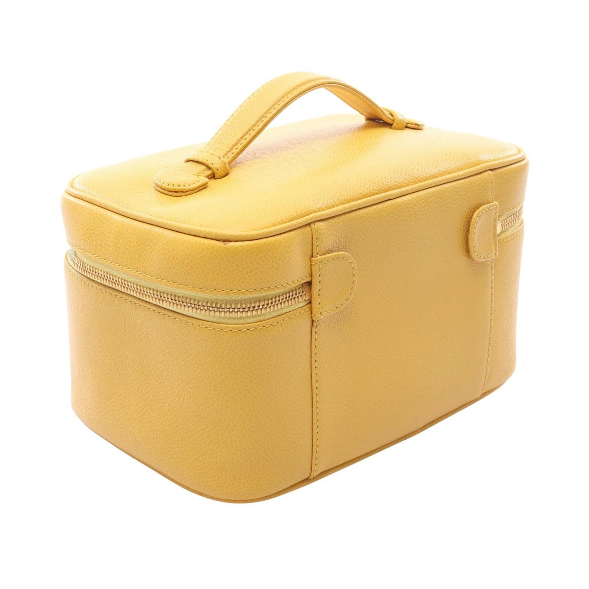 Chanel Yellow Leather Handbag Vanity Bag (Pre-Owned)