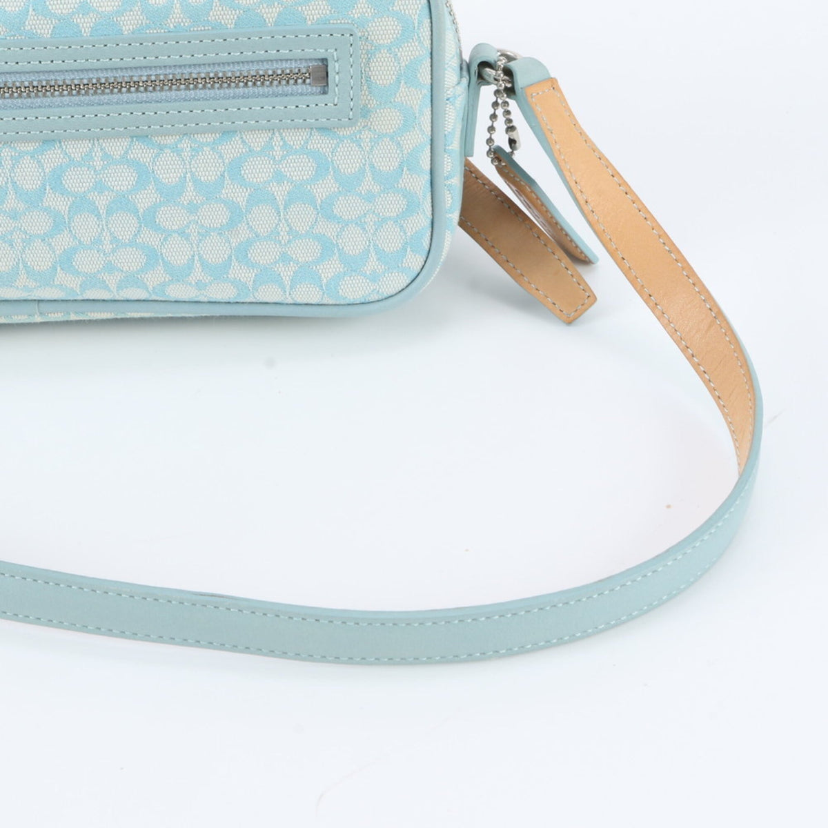 Coach Green Leather Canvas Crossbody Bag Shoulder Bag Tote Bag (Pre-Owned)