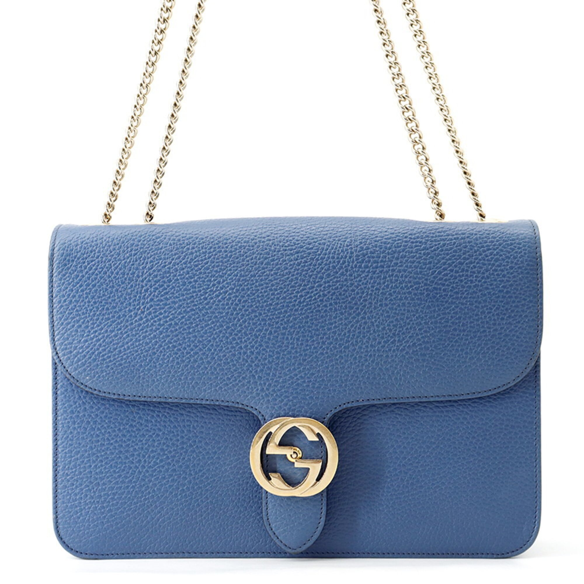 Gucci Black Blue Leather Handbag Shoulder Bag (Pre-Owned)