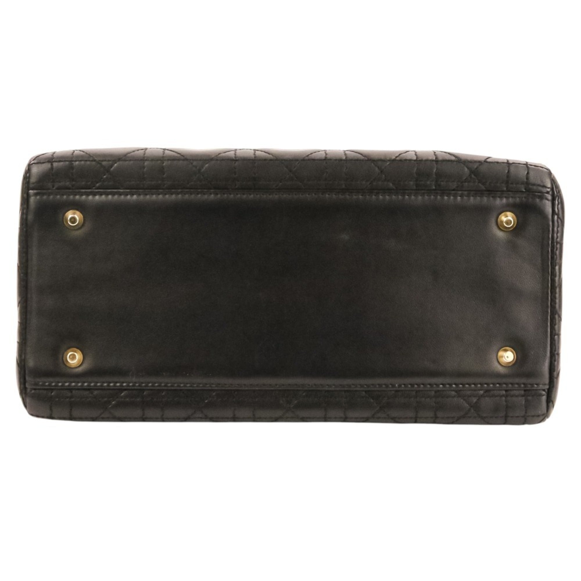 Christian Dior Lady Dior Black Leather Handbag Shoulder Bag (Pre-Owned)
