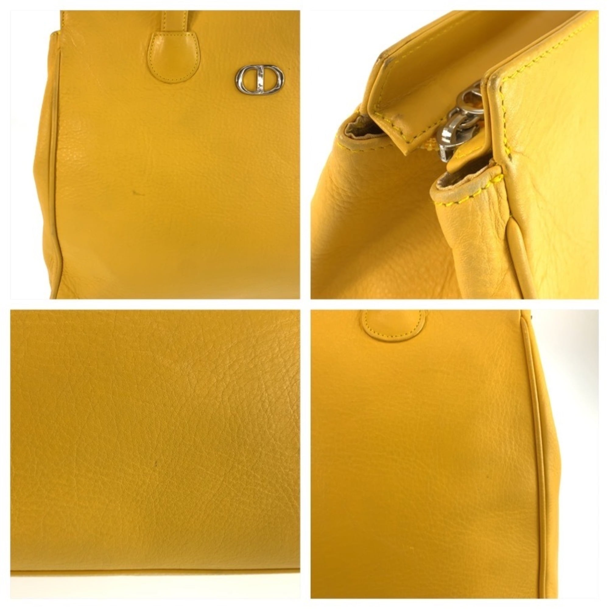 Christian Dior Yellow Leather Shoulder Bag Tote Bag (Pre-Owned)