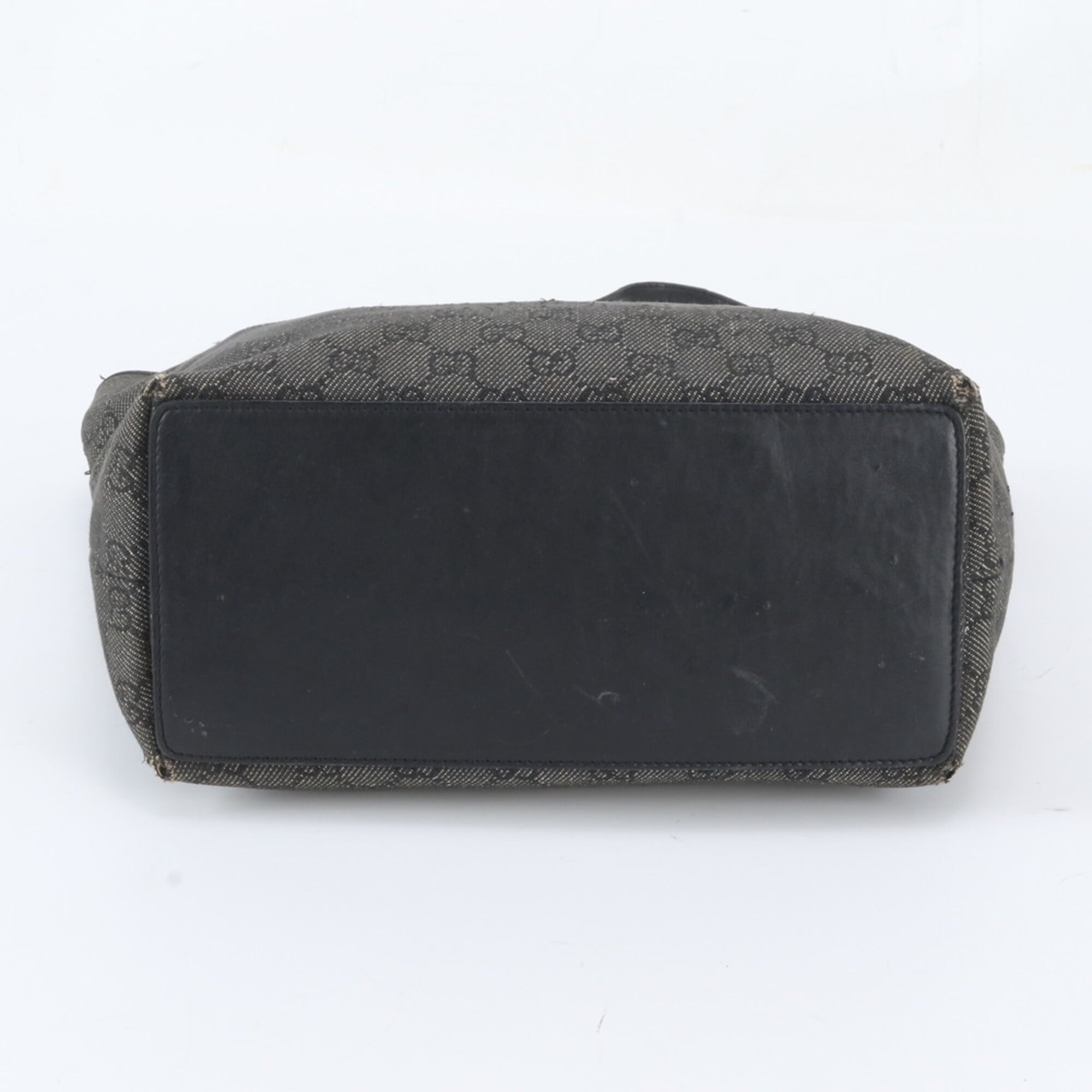 Gucci Black Leather Canvas Handbag Shoulder Bag Tote Bag (Pre-Owned)