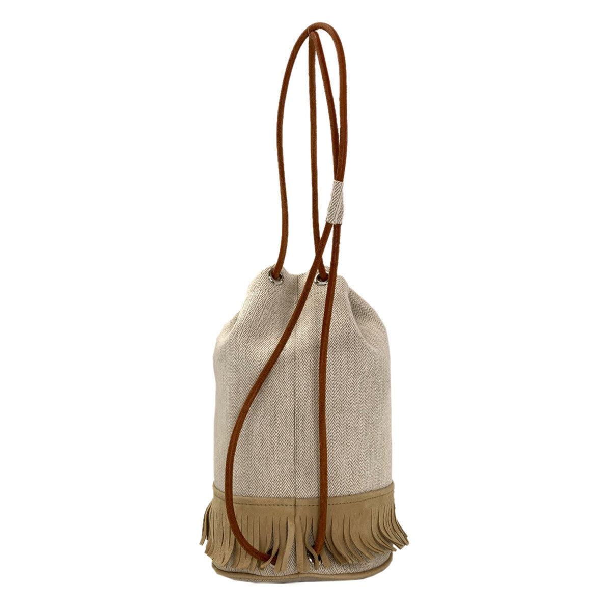 Hermes Beige Canvas Shoulder Bag (Pre-Owned)