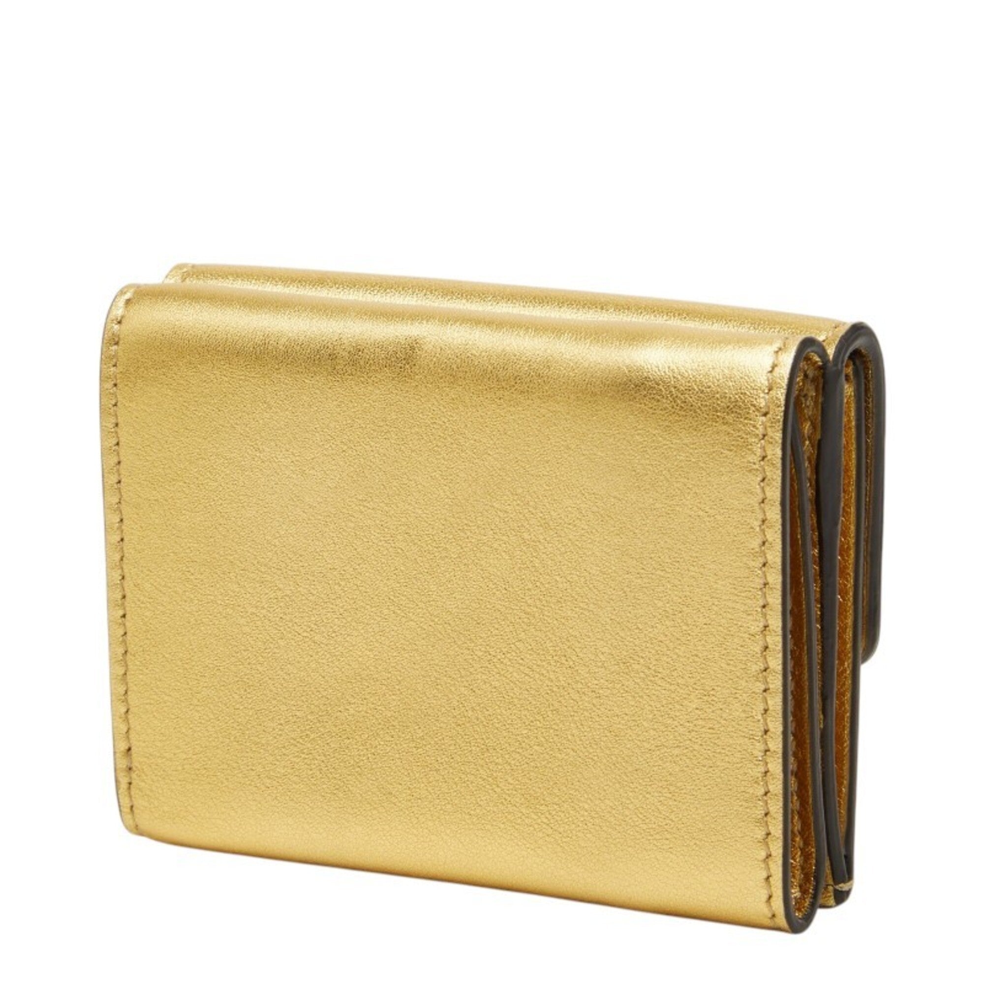 Fendi Gold Leather Wallet (Tri-Fold) (Pre-Owned)