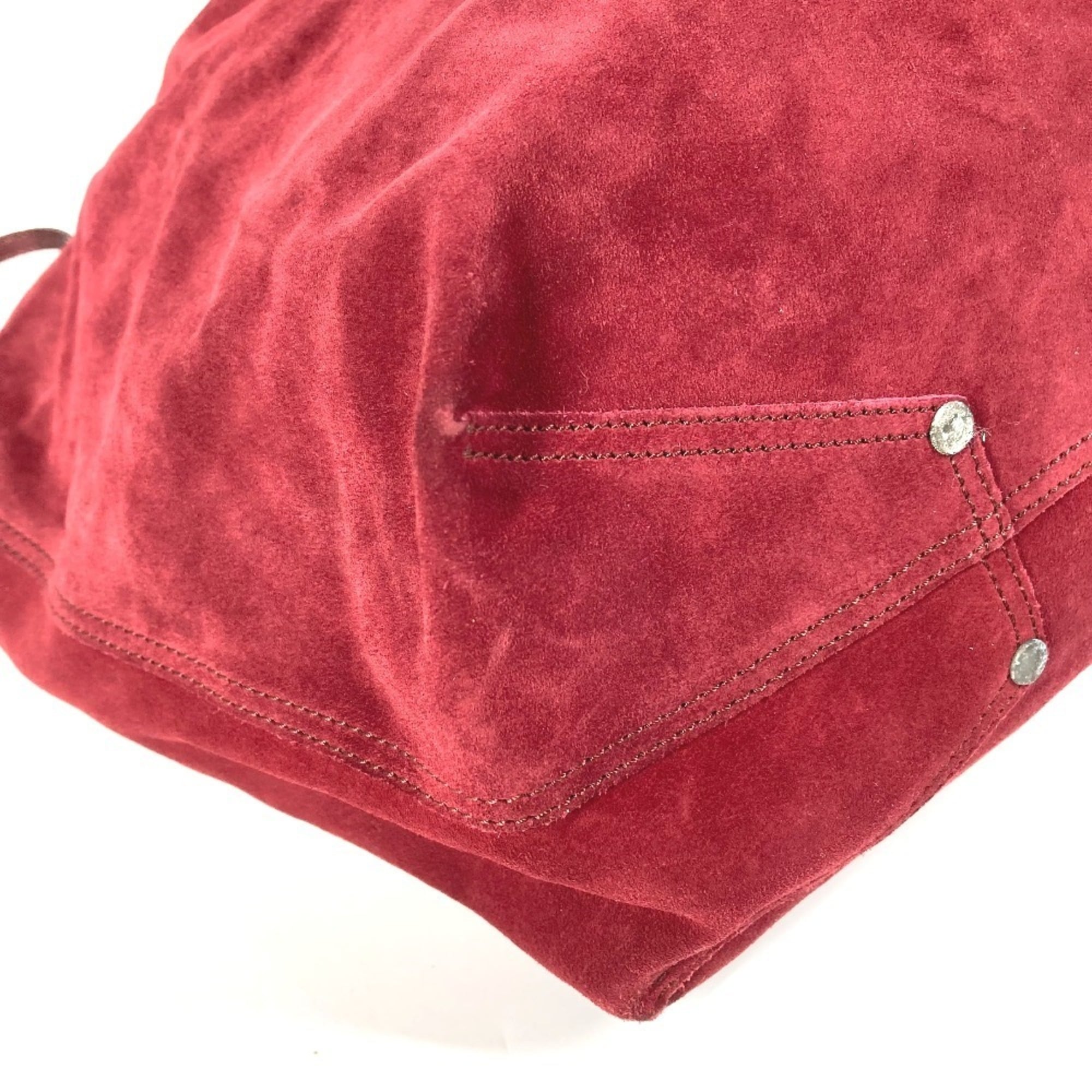 Tiffany Red Color Suede Leather Shoulder Bag Tote Bag (Pre-Owned)