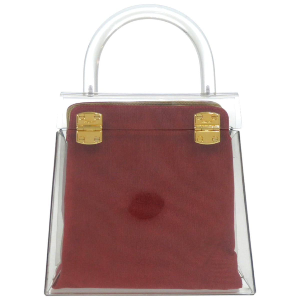 Salvatore Ferragamo Clear Gold Red Color Acrylic Metal Handbag (Pre-Owned)