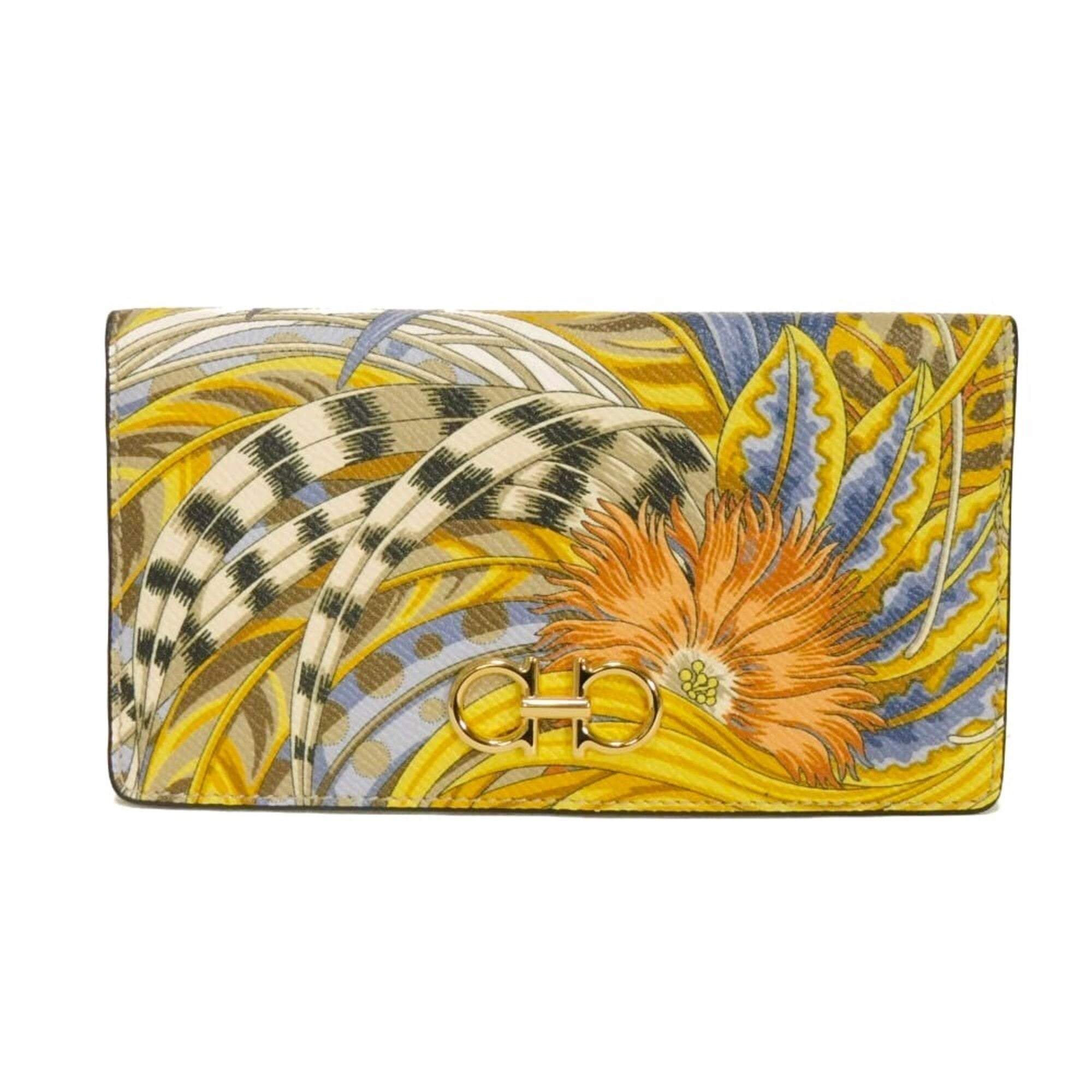 Salvatore Ferragamo Multi-Color Yellow Leather Wallet (Bi-Fold) (Pre-Owned)