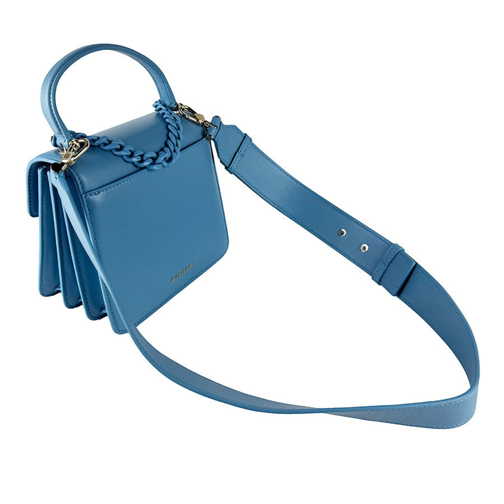 Bvlgari Blue Leather Handbag Shoulder Bag (Pre-Owned)