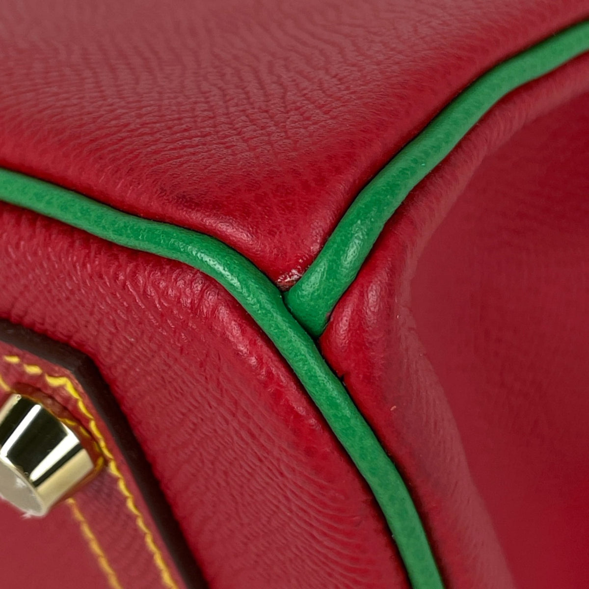 Hermes Birkin Bambou Green Rouge Casaque Epsom Leather Handbag (Pre-Owned)