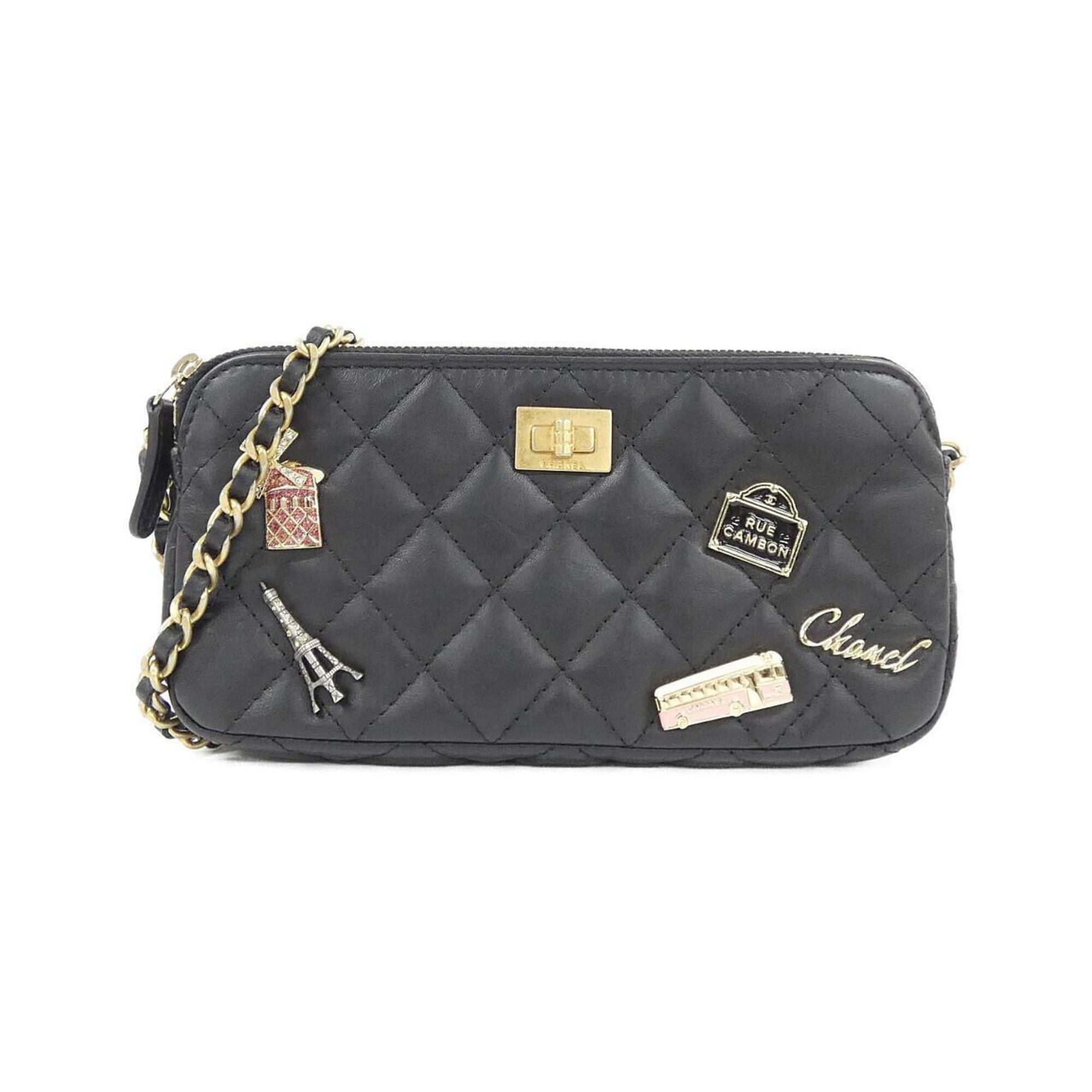 Chanel Black Leather Chain/Shoulder Wallet (Pre-Owned)